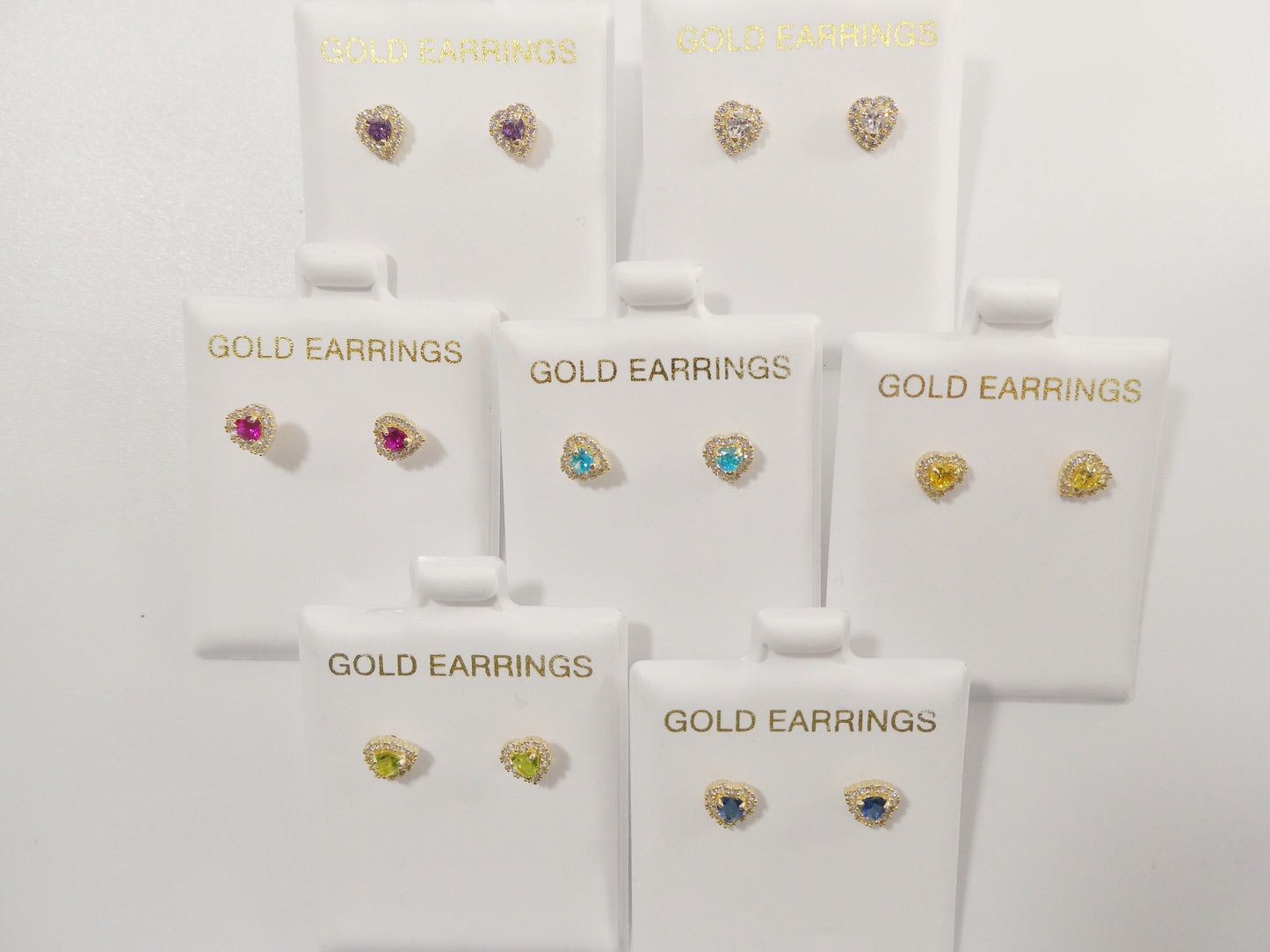 10k real solid yellow gold screw back children birth stone earring heart shape