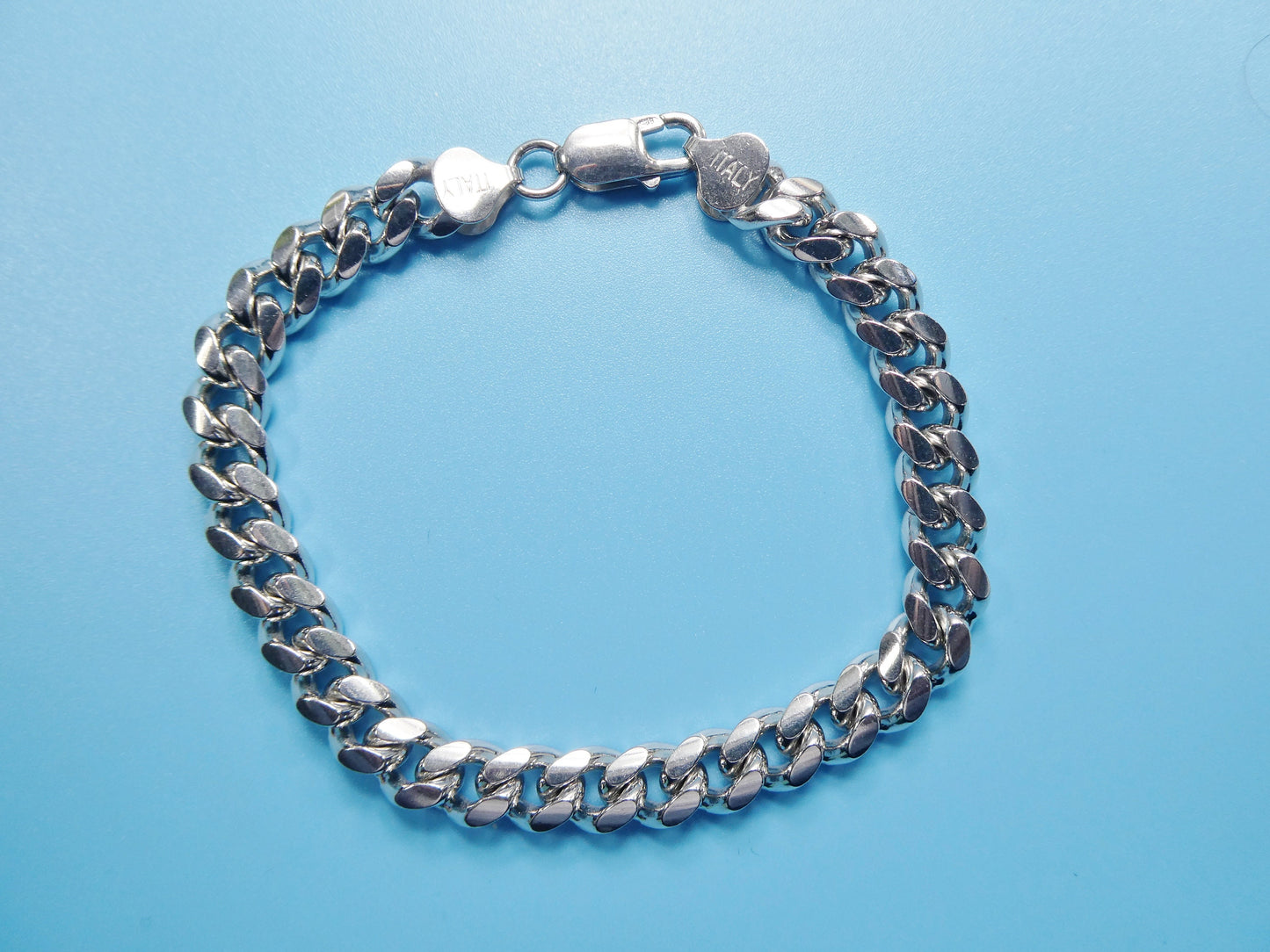 real 925 sterling silver 8mm solid link bracelet