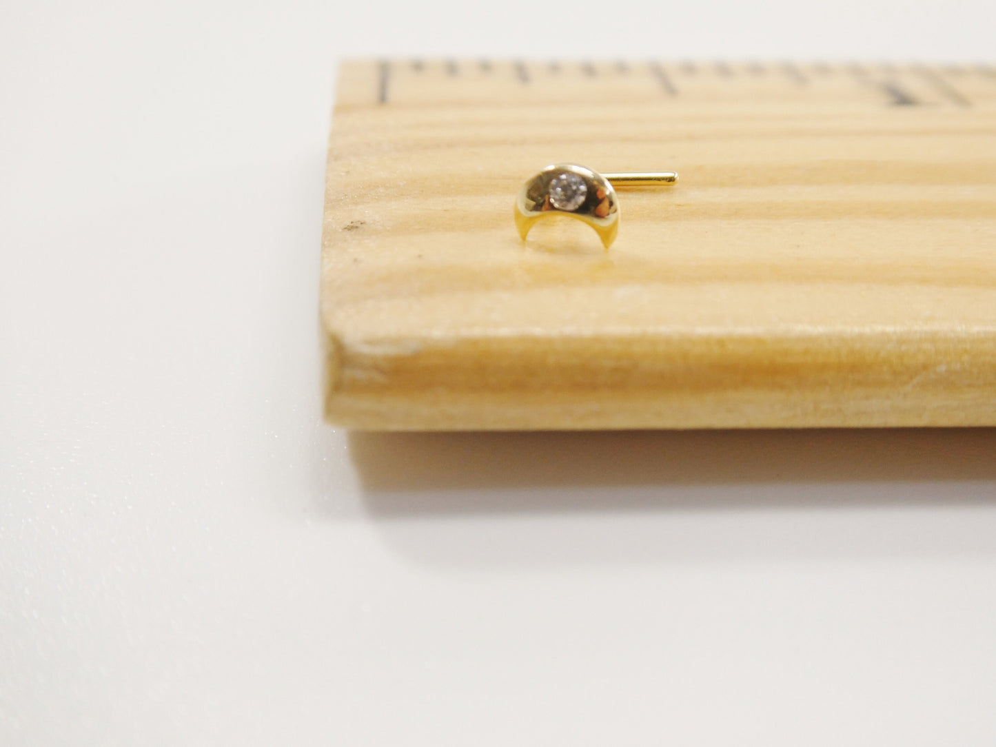 14k real solid yellow gold moon L shape nose ring