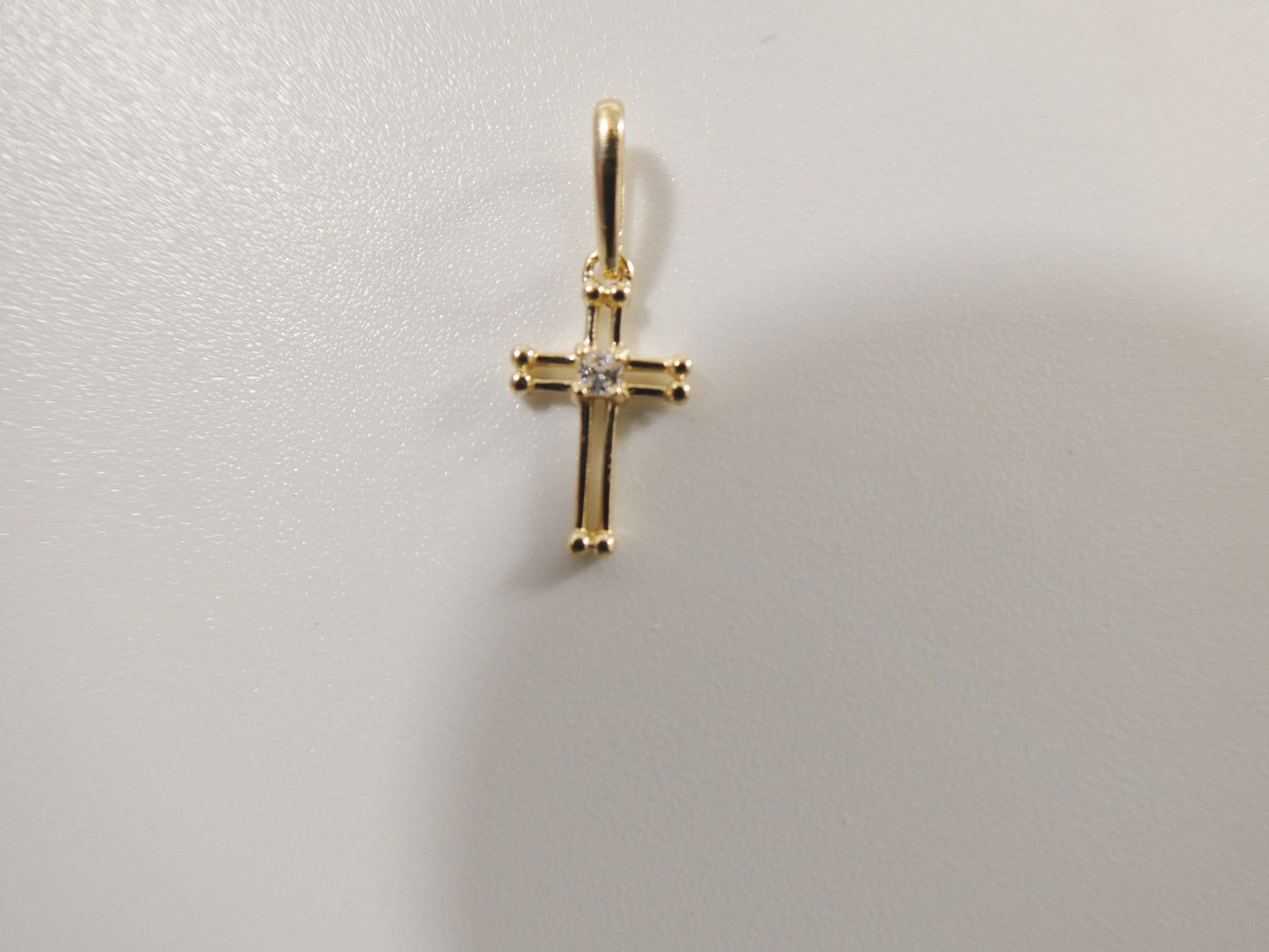 14k real solid yellow gold small cross pendent and cable necklace