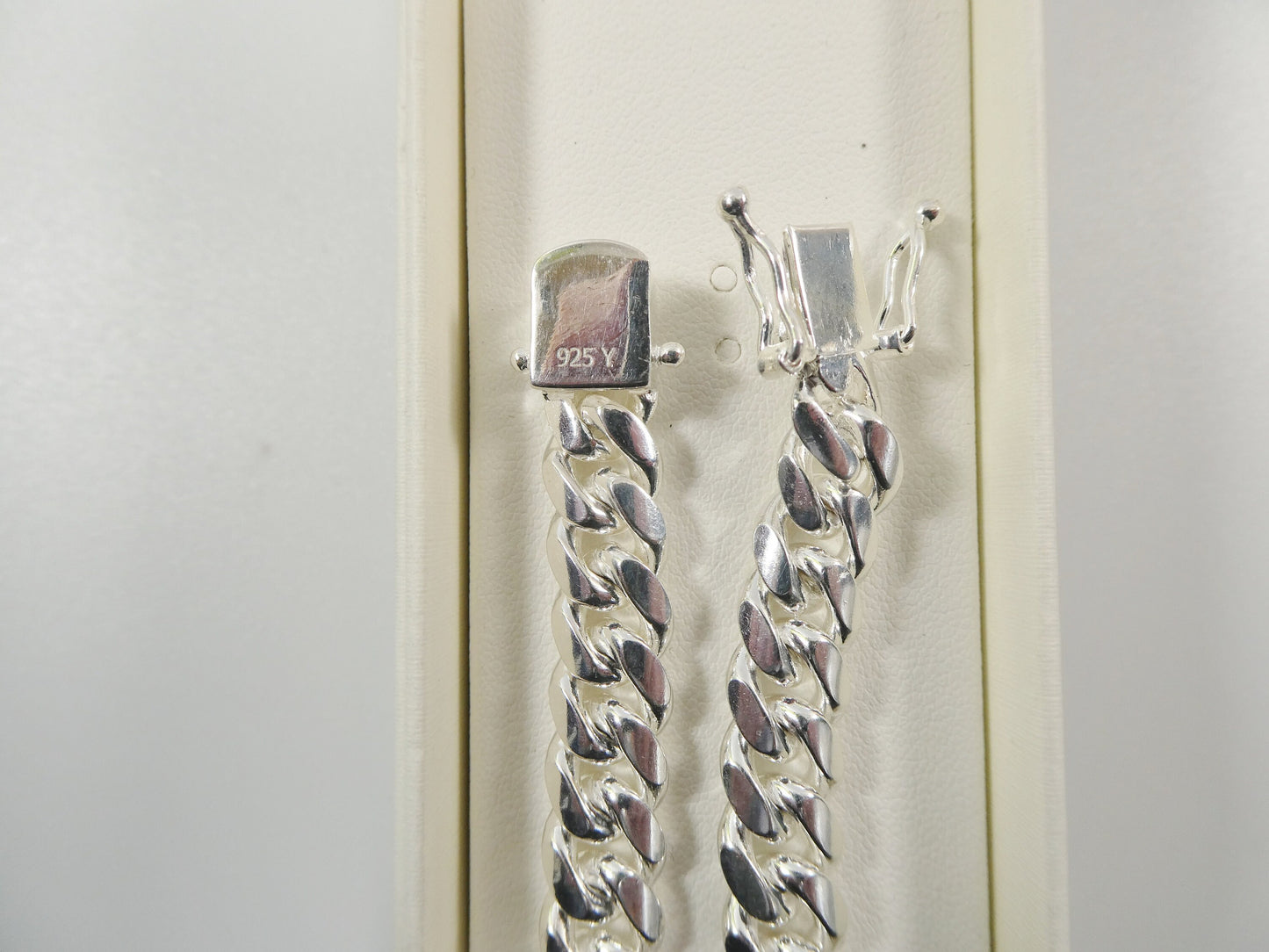 10mm real Miami link solid 925 sterling silver men bracelet safety box lock