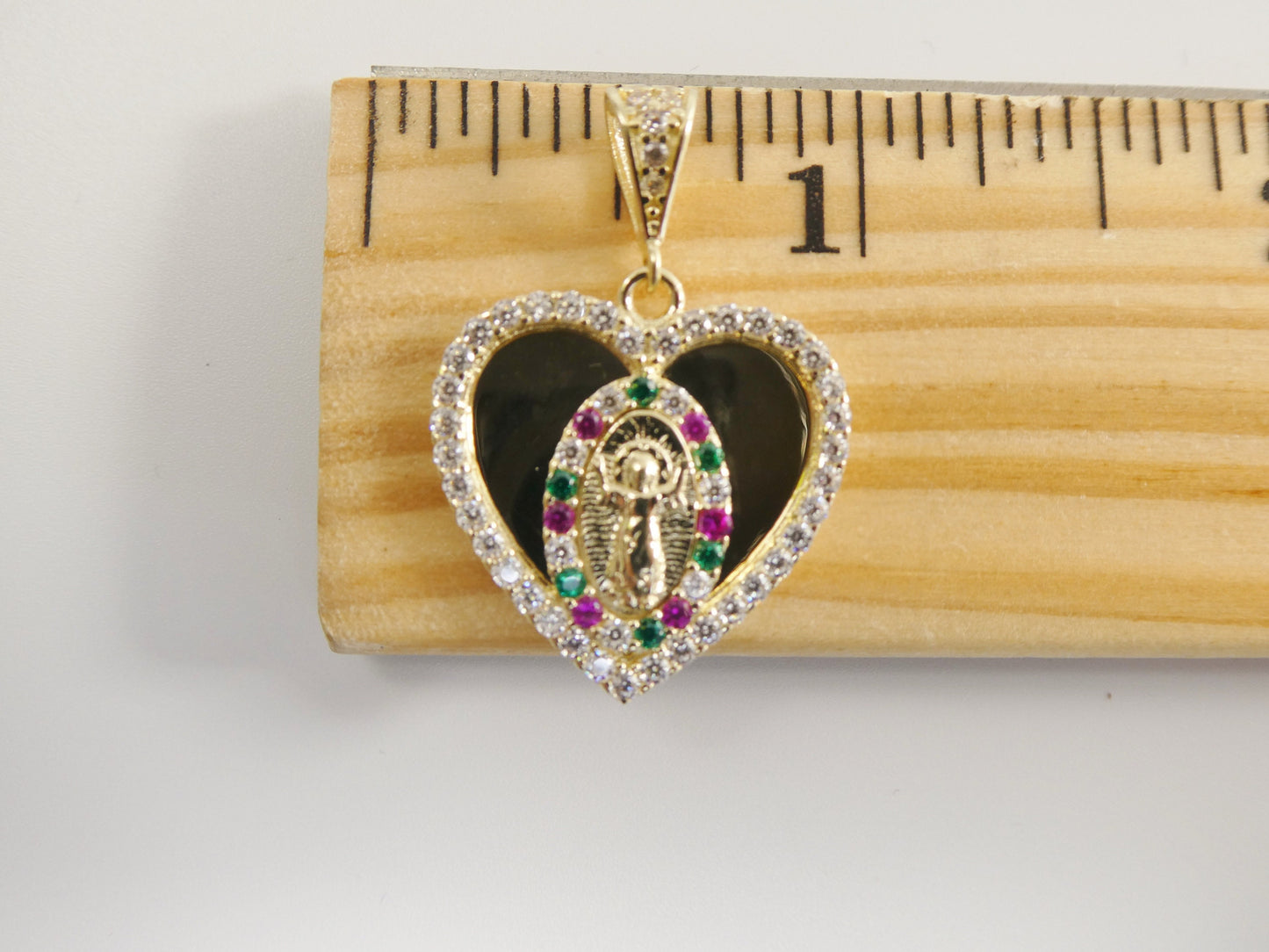 14k real solid yellow gold divino nino heart charm pendent