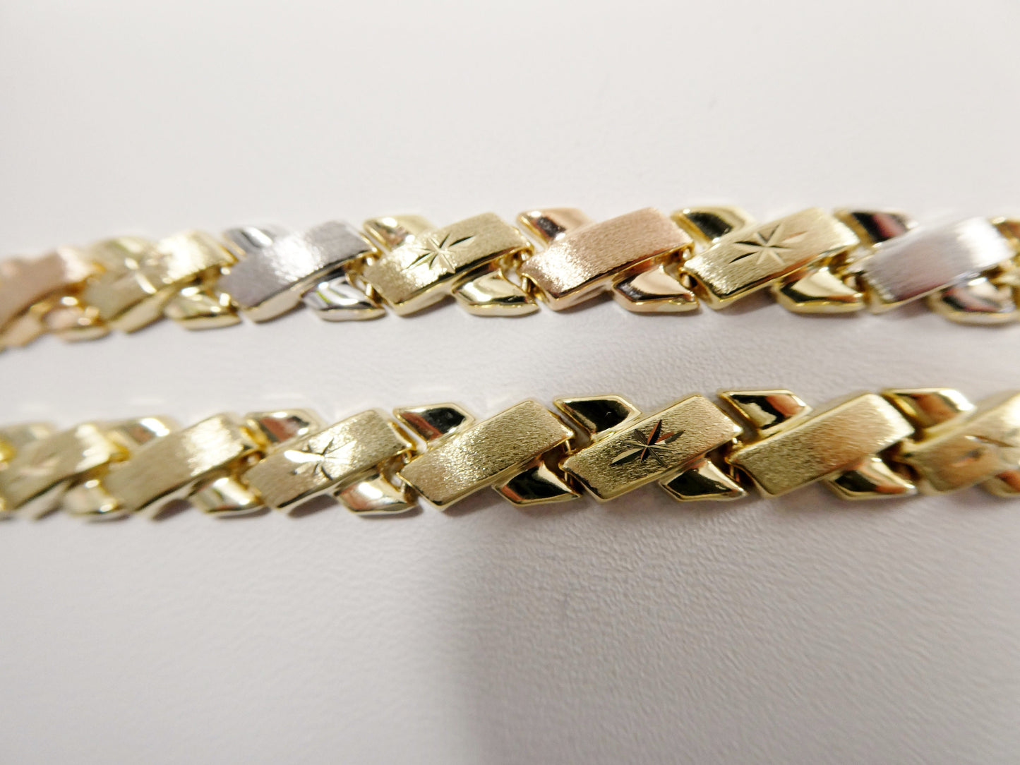 14k real solid yellow gold x style 7 inch bracelet