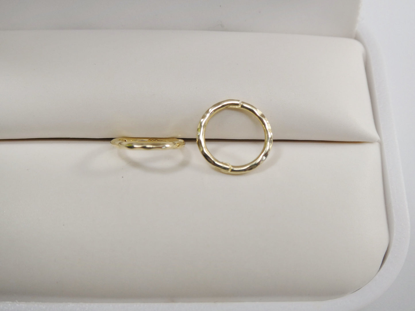 real 10k solid yellow gold diamond cut 10mm hidden lock clasp small hoop earring