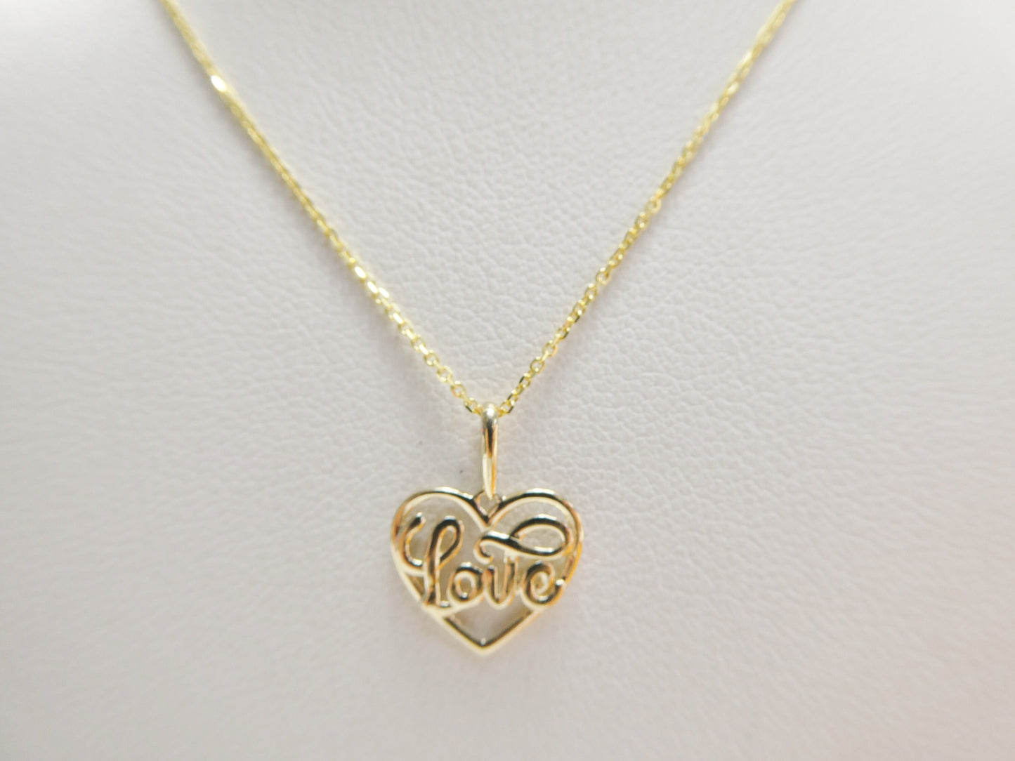 14k real solid yellow gold love heart pendent and cable necklace