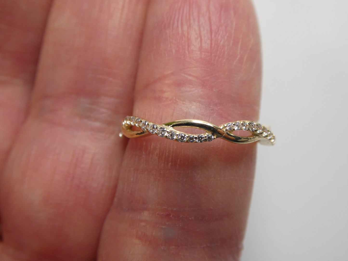 real 10k solid yellow gold women's classic micro pave setting ring