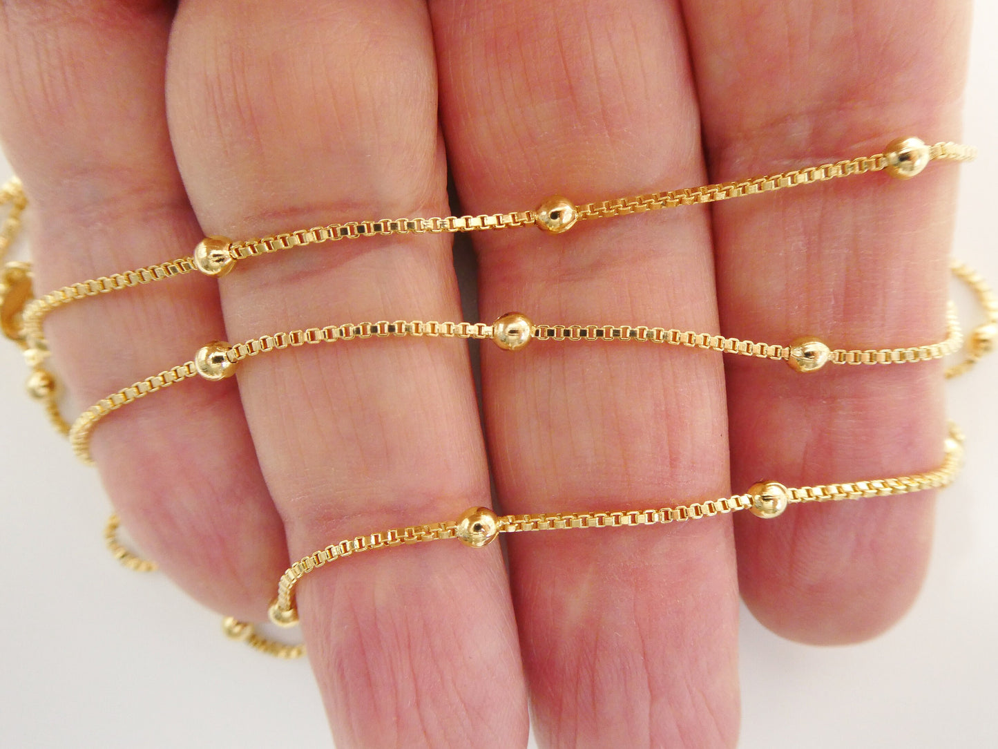 14k gold filled yellow gold box ball chain necklace