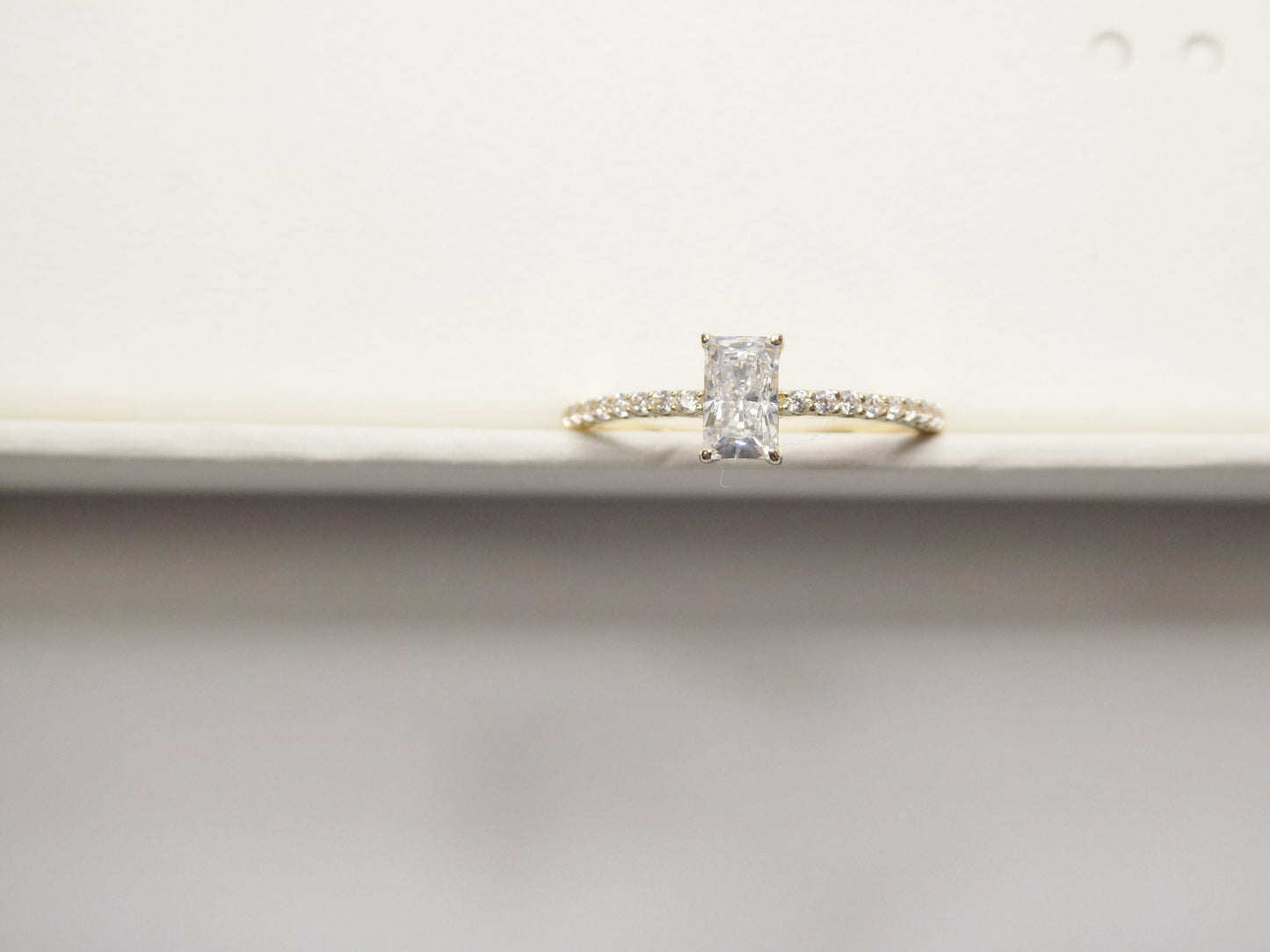 real 10k solid yellow gold women's classic micro pave setting ring
