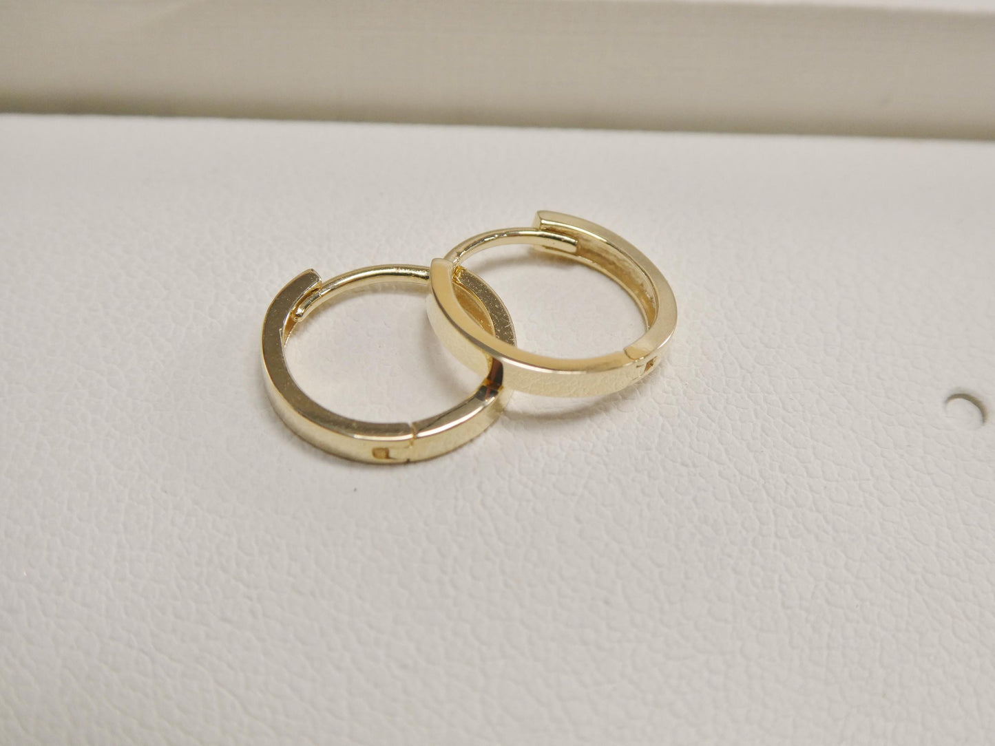 real 10k solid yellow gold 11mm high polish plain hoop huggie earrings