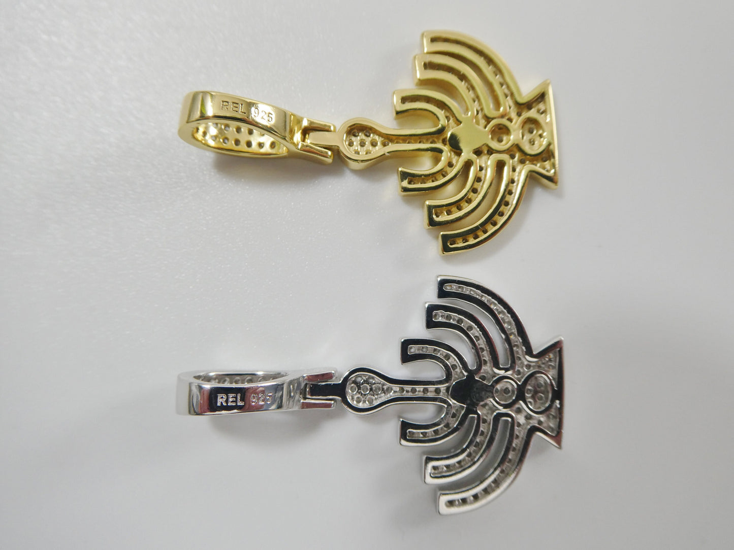 real 925 sterling silver menorah full stone setting pendent