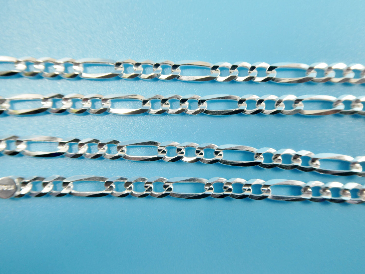 real 925 sterling silver 4mm Italian concave figaro solid chain lobster lock clasp