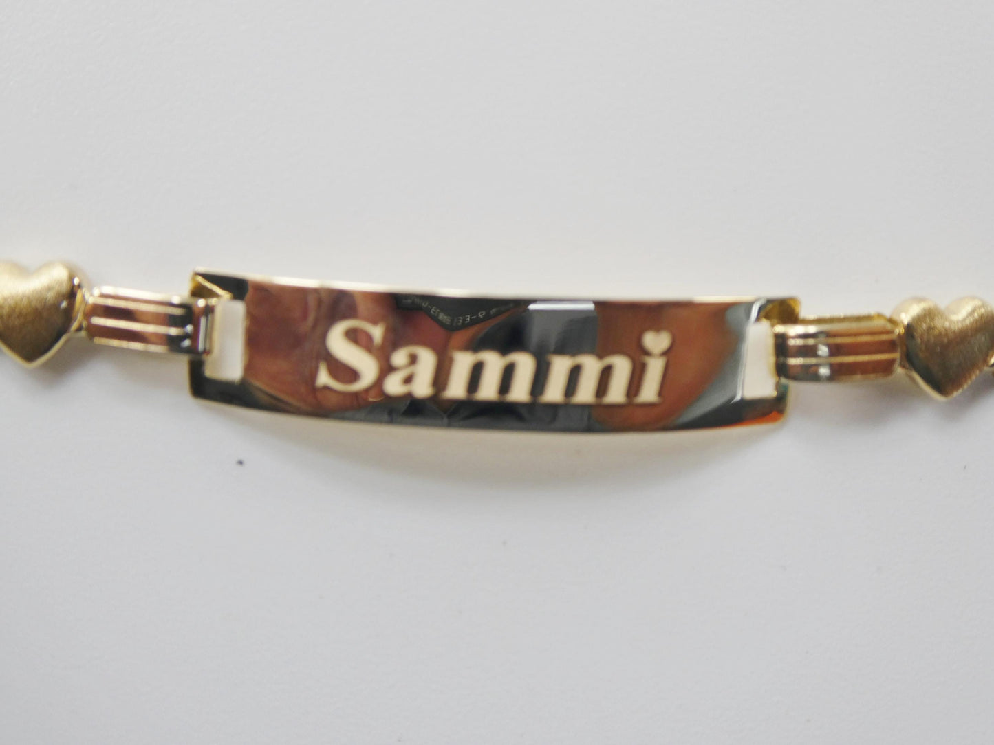 10k real solid yellow gold 6 inch heart baby ID bracelet