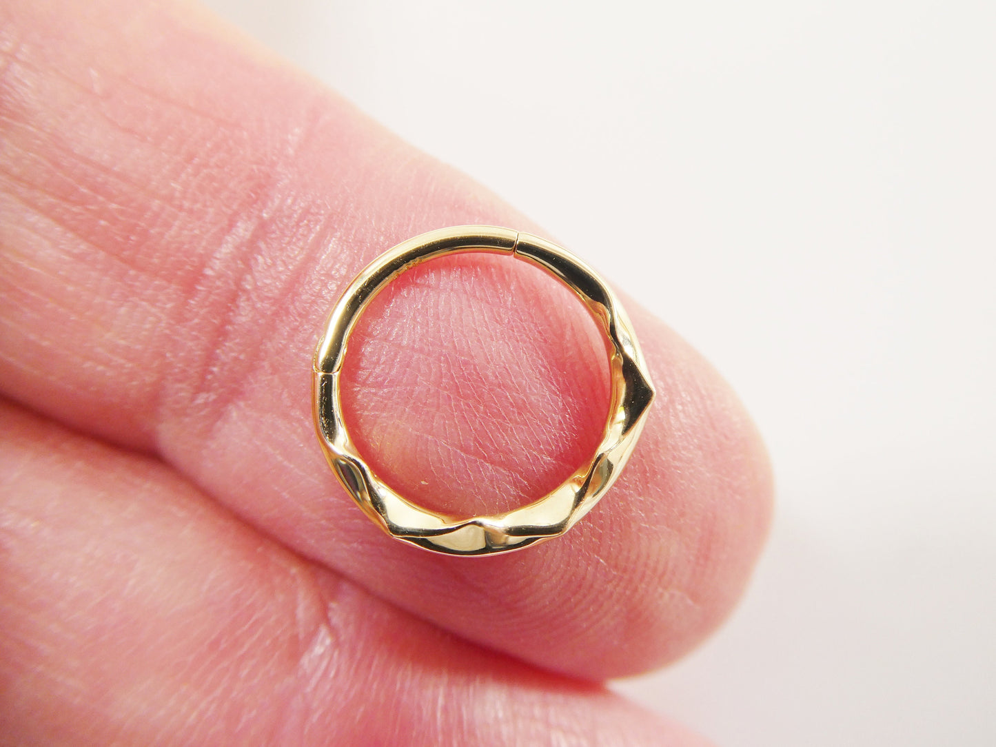 14k real solid yellow gold cartilage daith wrinkled hoop body ring piercing