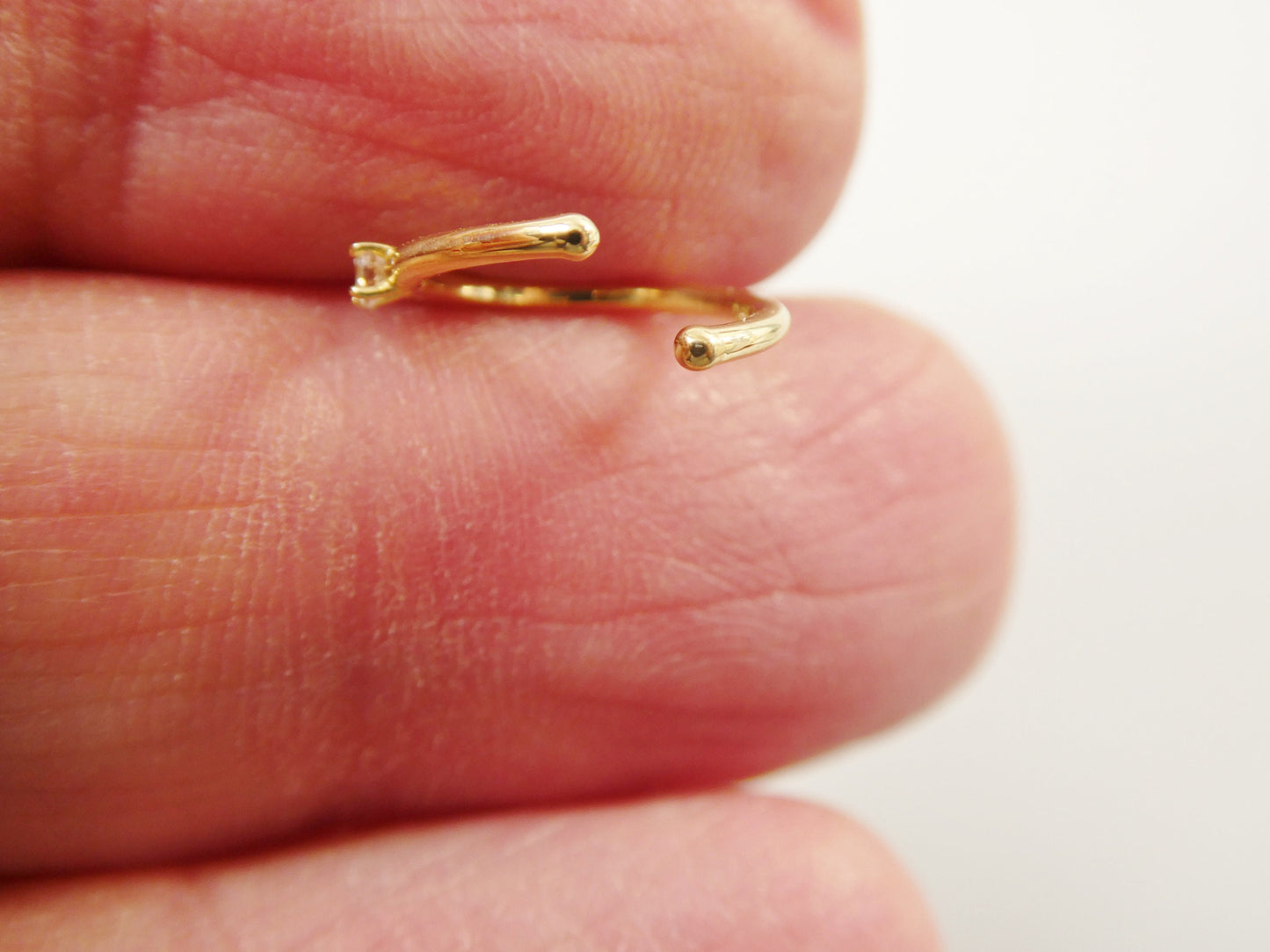 14k real solid yellow gold cartilage nose ring body ring piercing