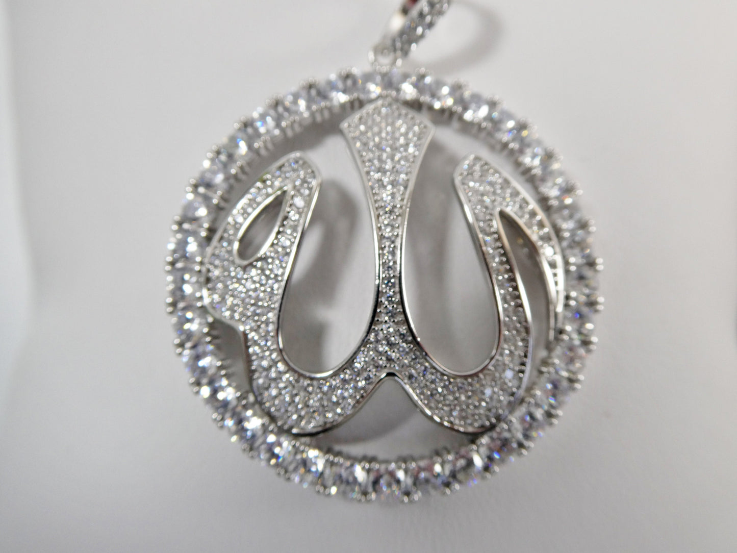 real 925 sterling silver large Muslim Allah pendent full ice stone charm