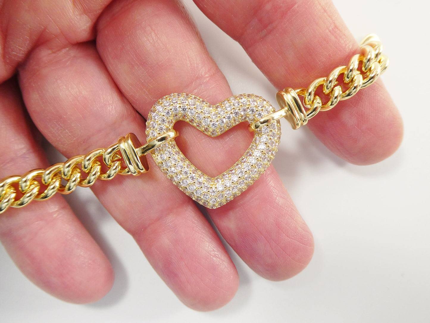 14k gold filled yellow gold open heart necklace / bracelet