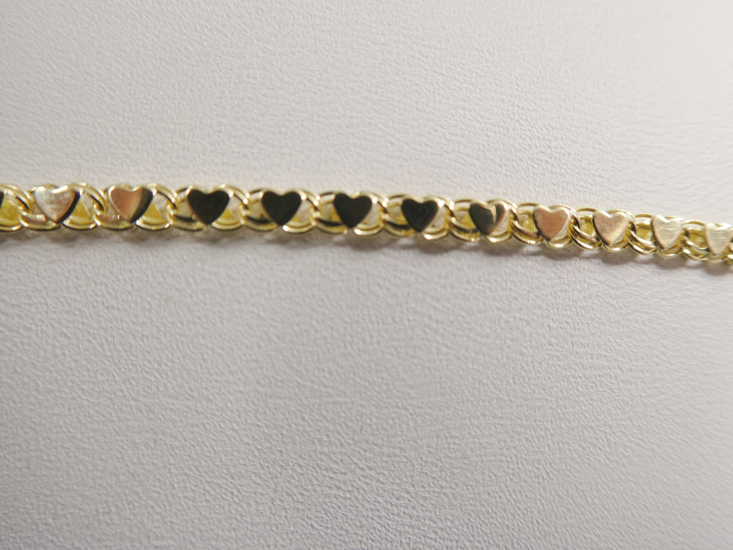 14k real solid yellow gold tennis heart 6 / 7/ inch bracelet