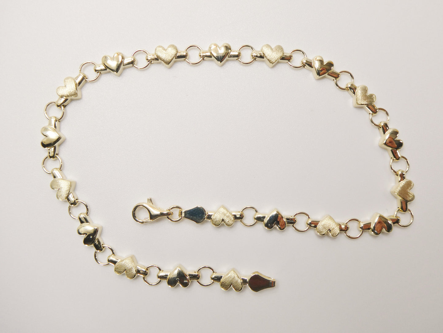 real 10k solid yellow gold x heart hugs and kisses 10 inch anklet bracelet
