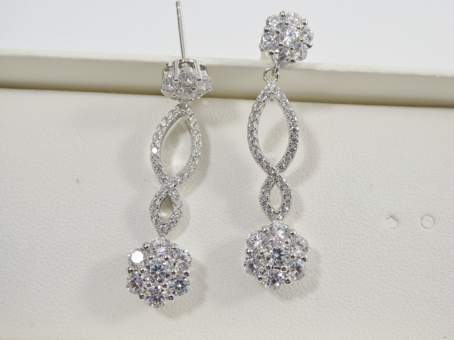 real 925 sterling silver micro pave setting 14k white gold color finish drop earring