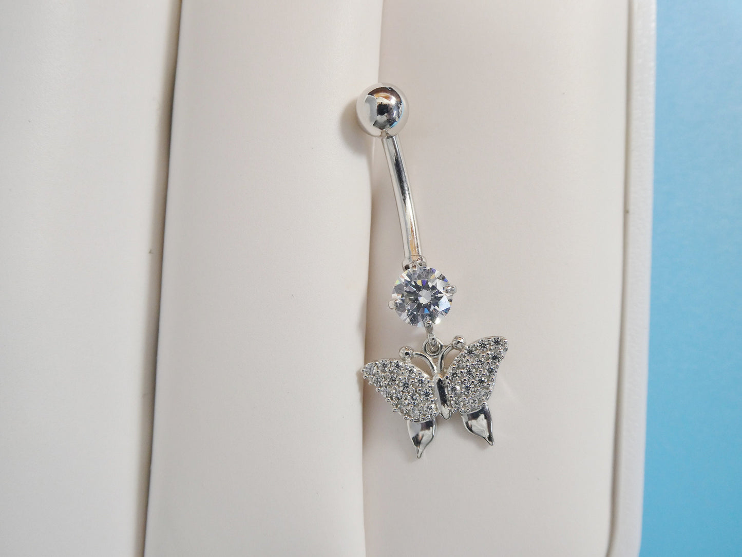 14k real solid yellow gold dangling butterfly belly button ring piercing