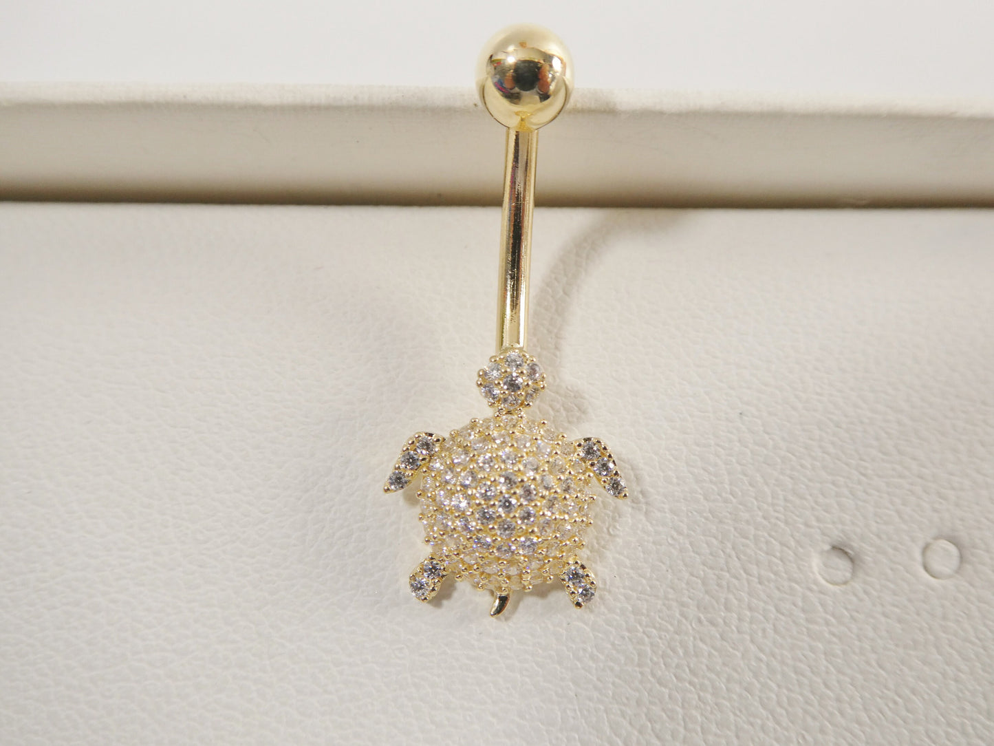 14k real solid yellow gold turtle belly button ring piercing