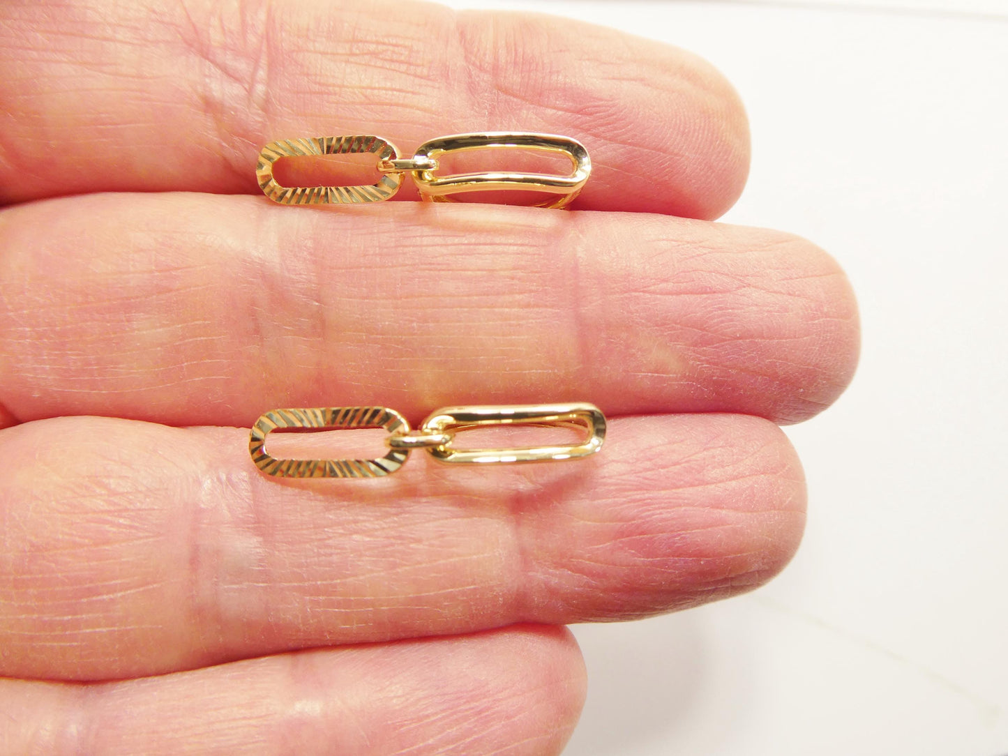 real 10k solid yellow gold designer hoop huggie earrings