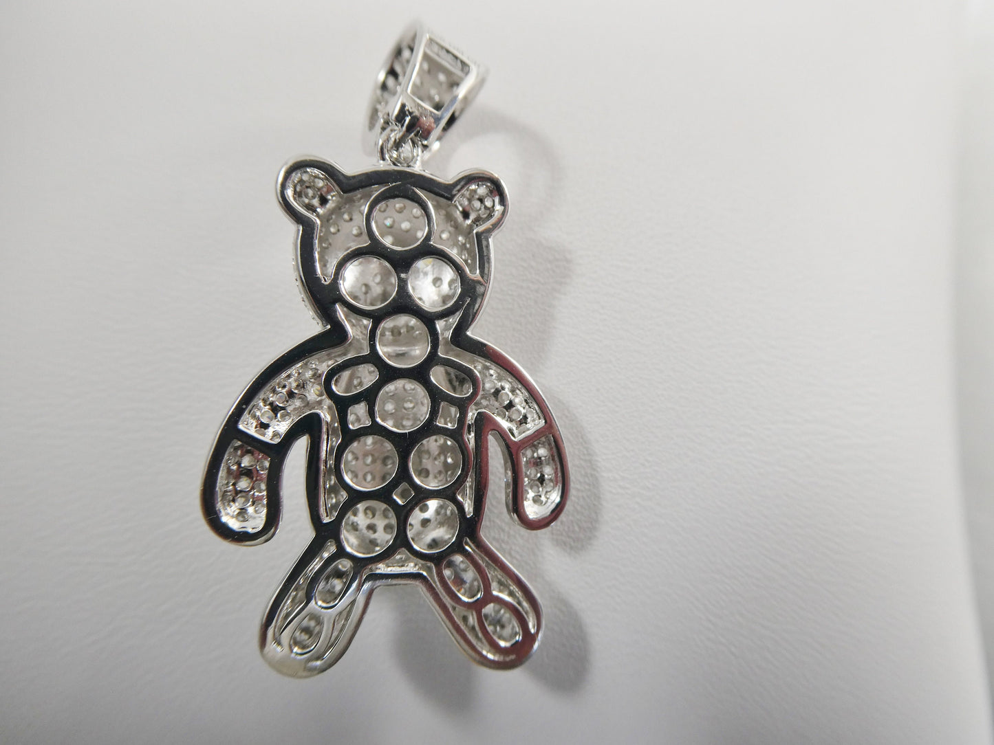 real 925 sterling silver teddy bear pendent and 2mm 18 inch moon cut chain