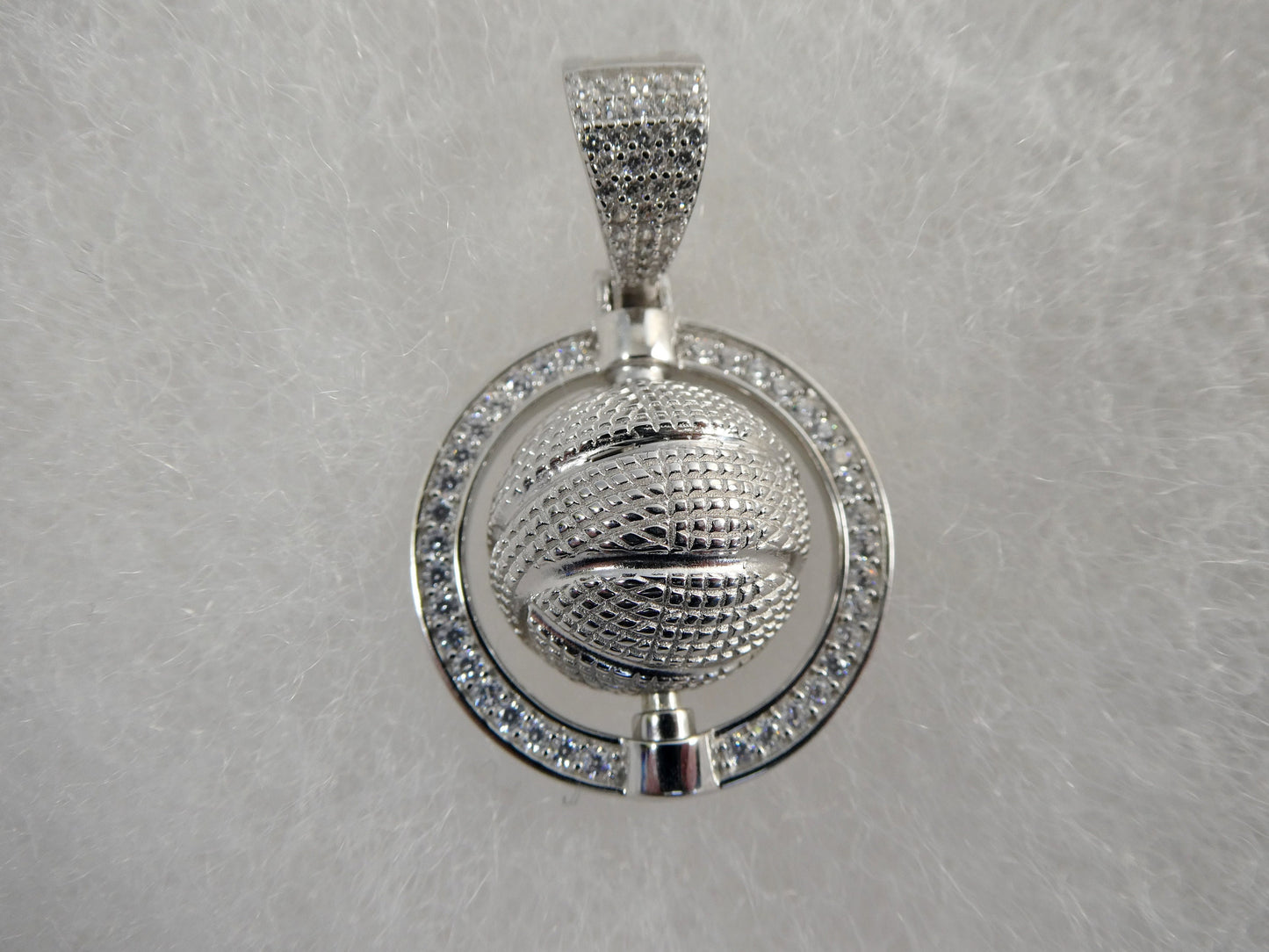 real 925 sterling silver basket ball charm pendent 14k yellow gold finish
