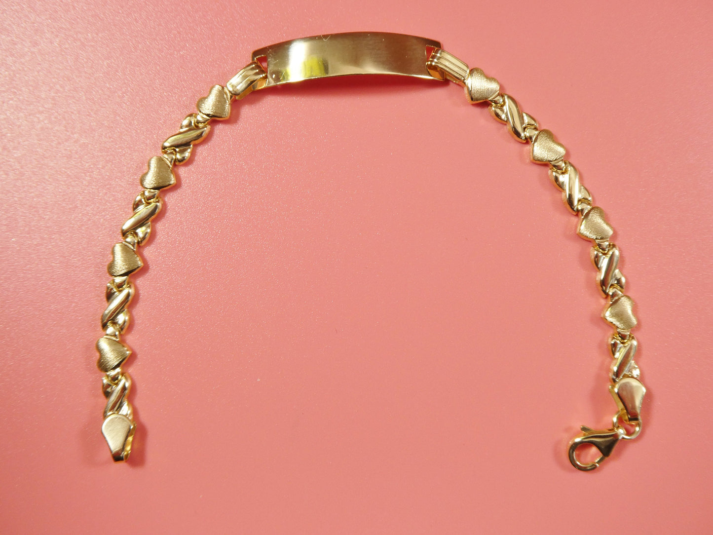14k real solid yellow gold xox heart 6 inch baby id bracelet