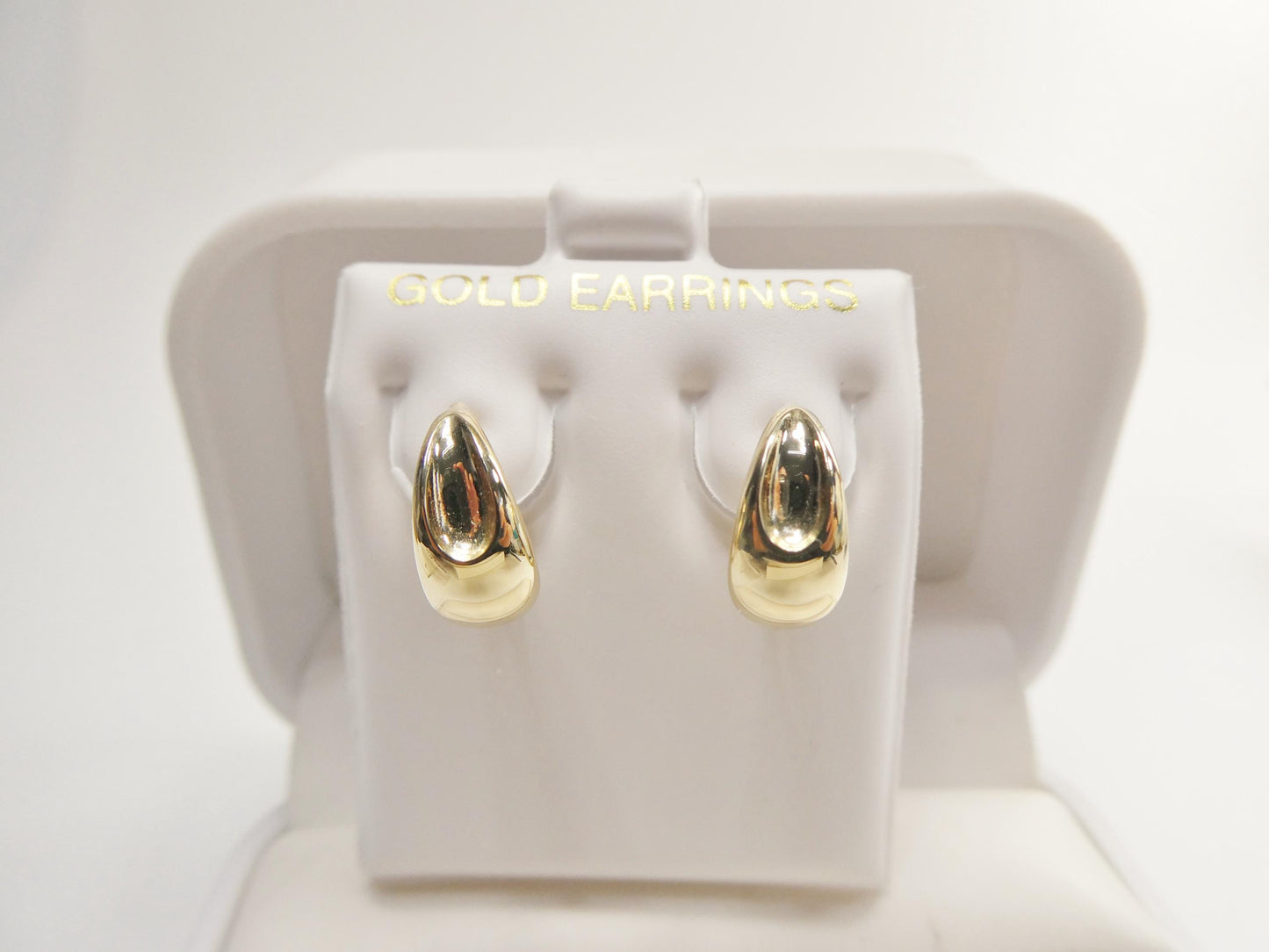 real 10k solid yellow gold designer polish hoop huggie earrings