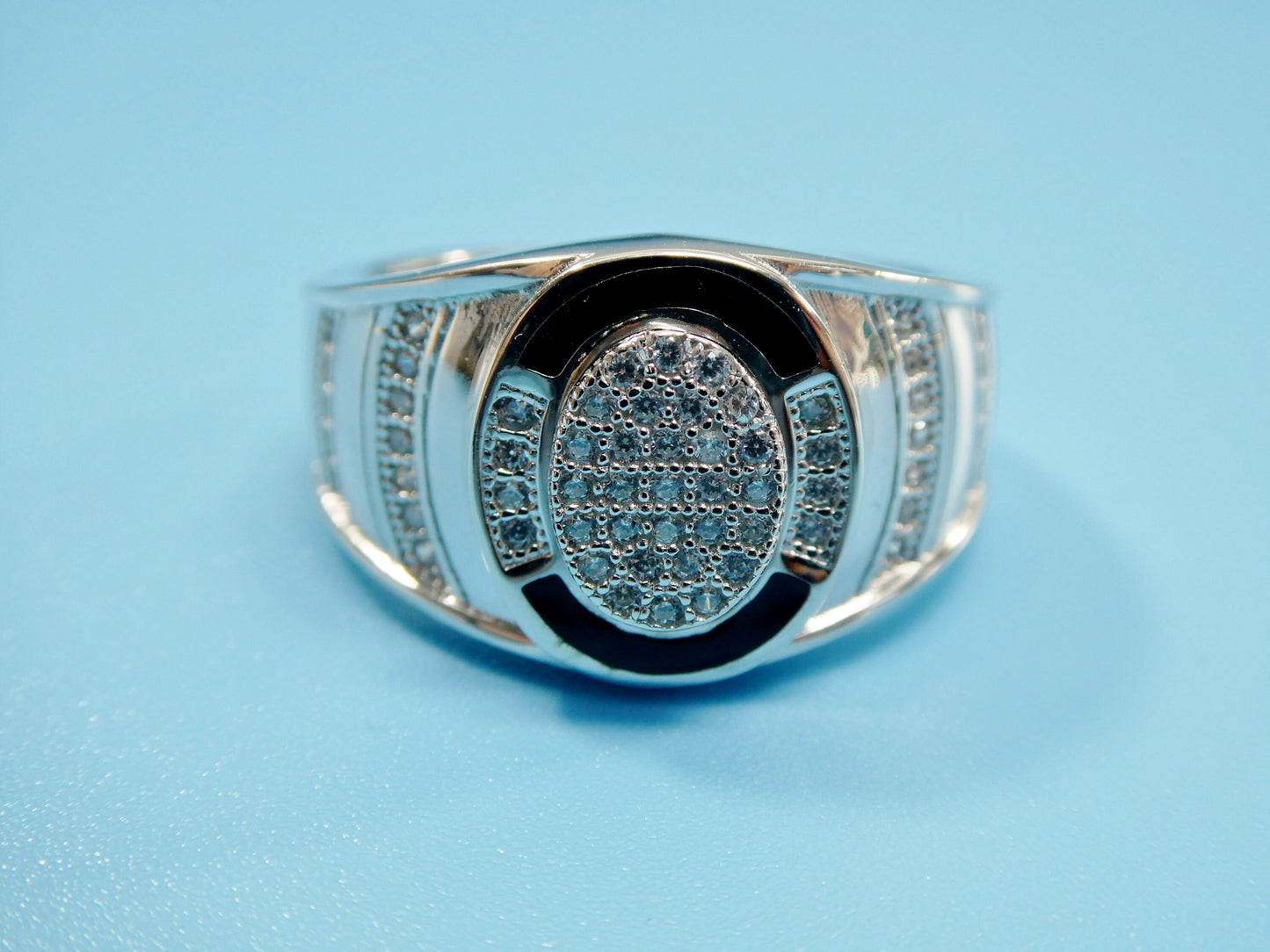 real solid 925 sterling silver men ring rhodium plating finish