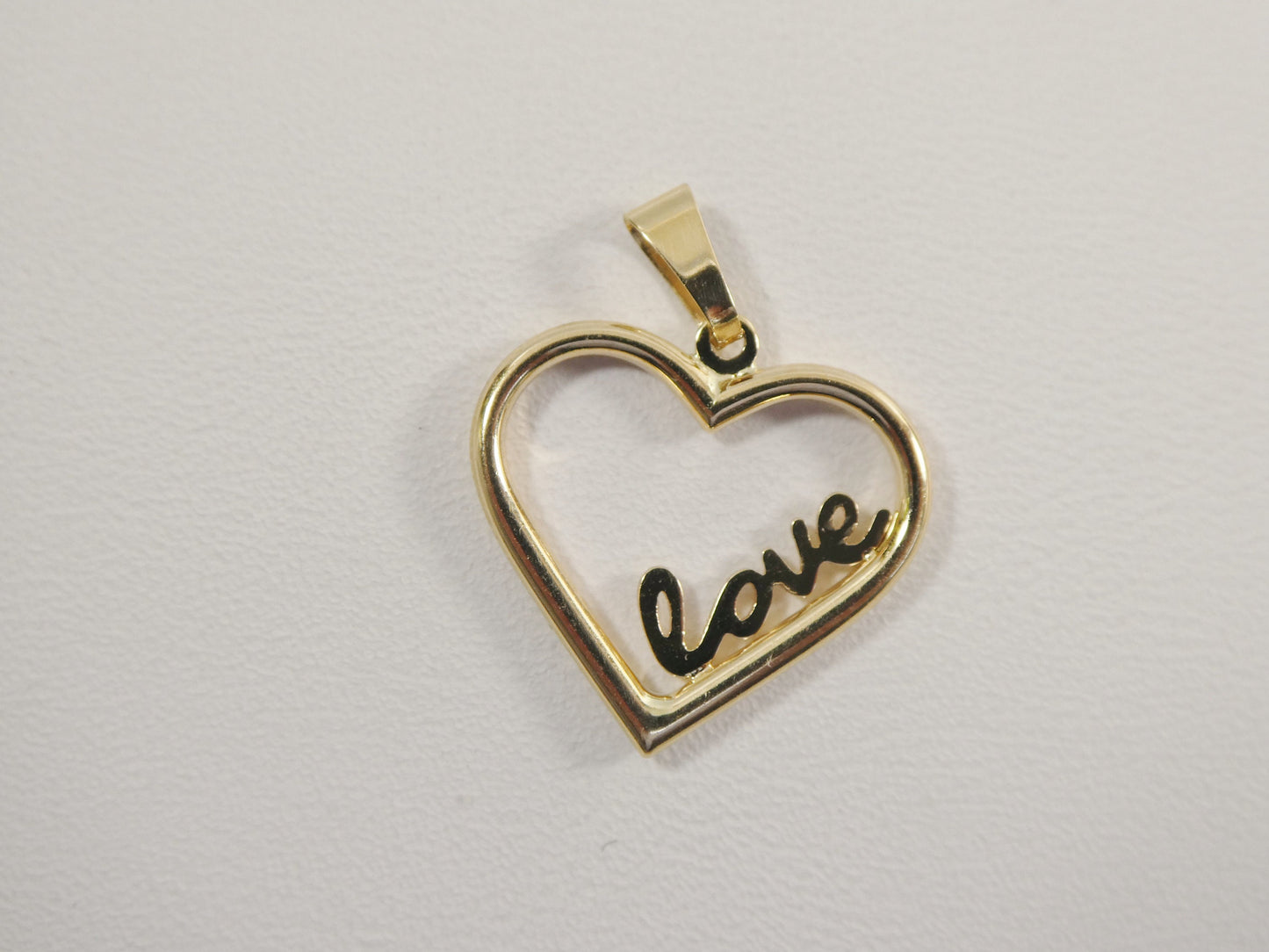 women's 14k real solid yellow gold love heart charm