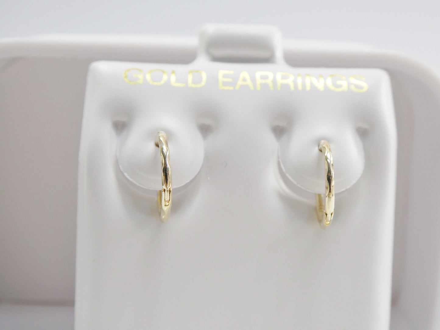 real 10k solid yellow gold diamond cut 10mm hidden lock clasp small hoop earring