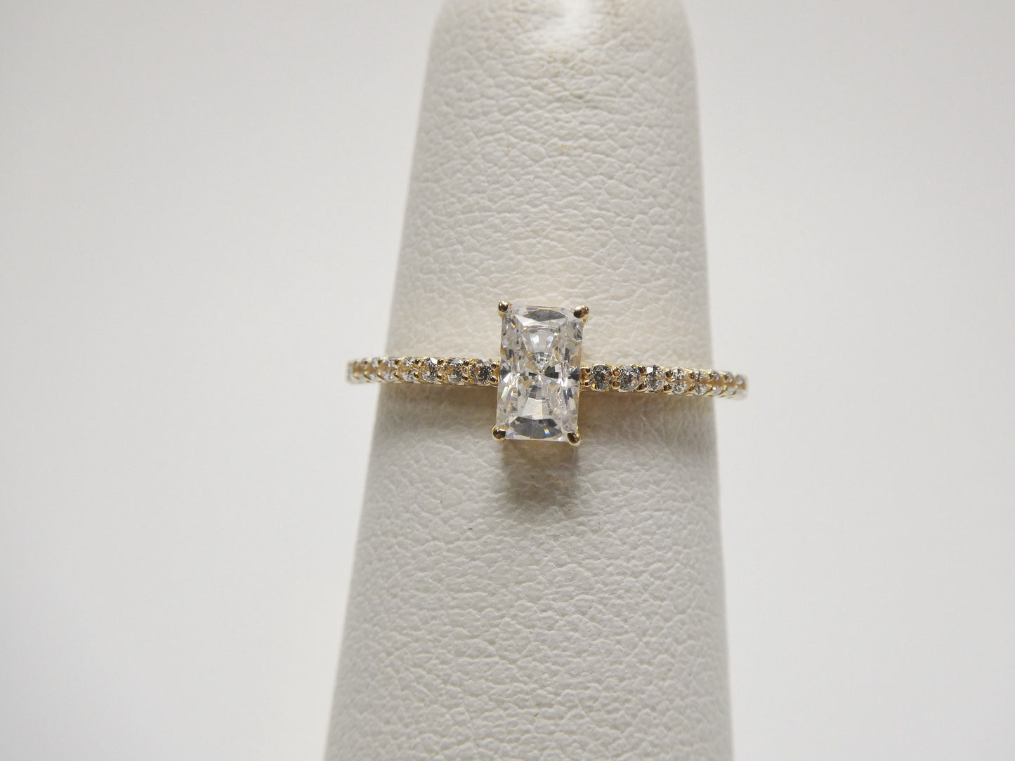real 10k solid yellow gold women's classic micro pave setting ring