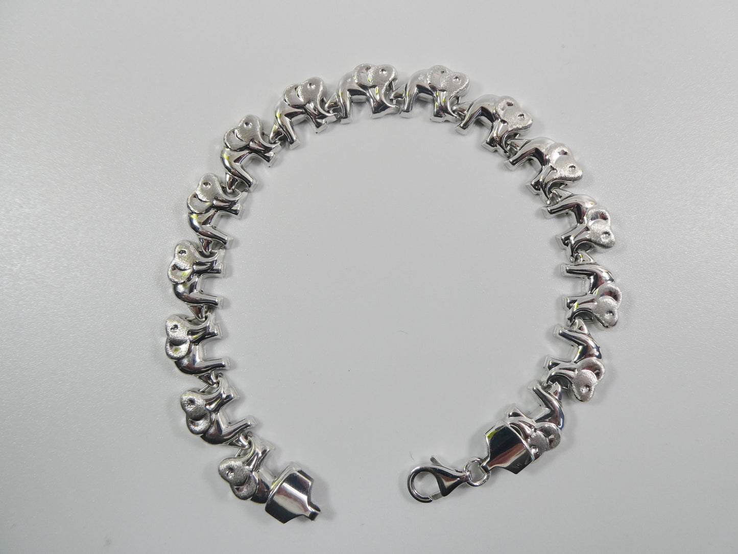 real 925 sterling silver 7 inch 8 inch elephant bracelet 14k white gold color finish