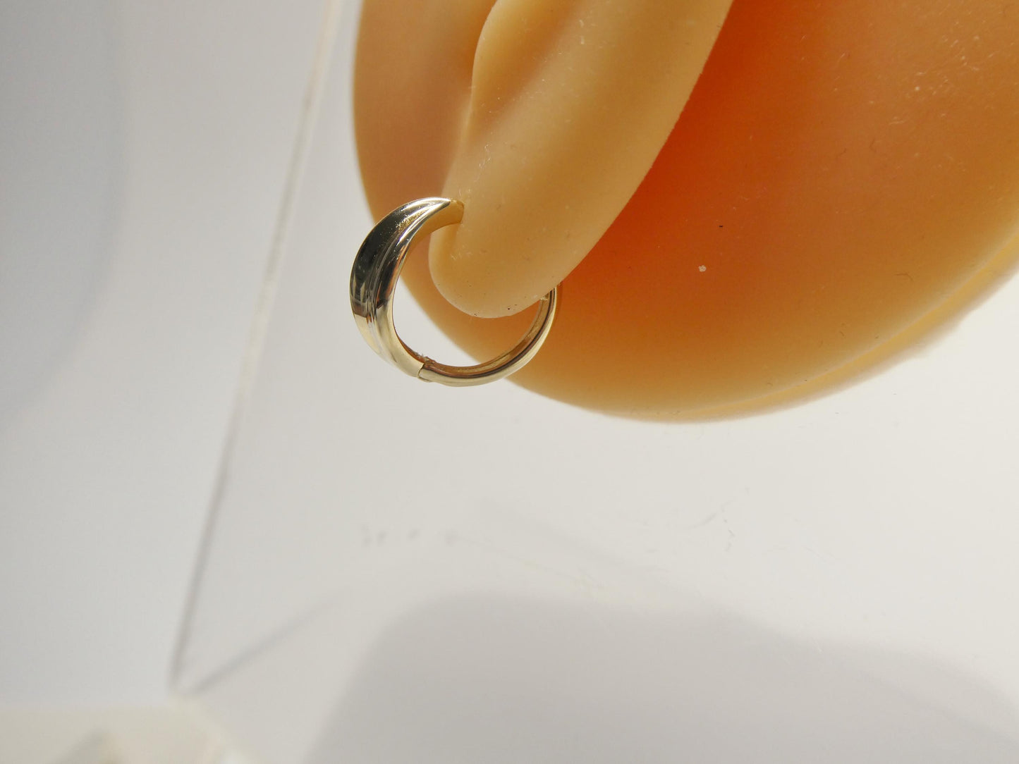 real 10k solid yellow gold designer polish hoop huggie earrings