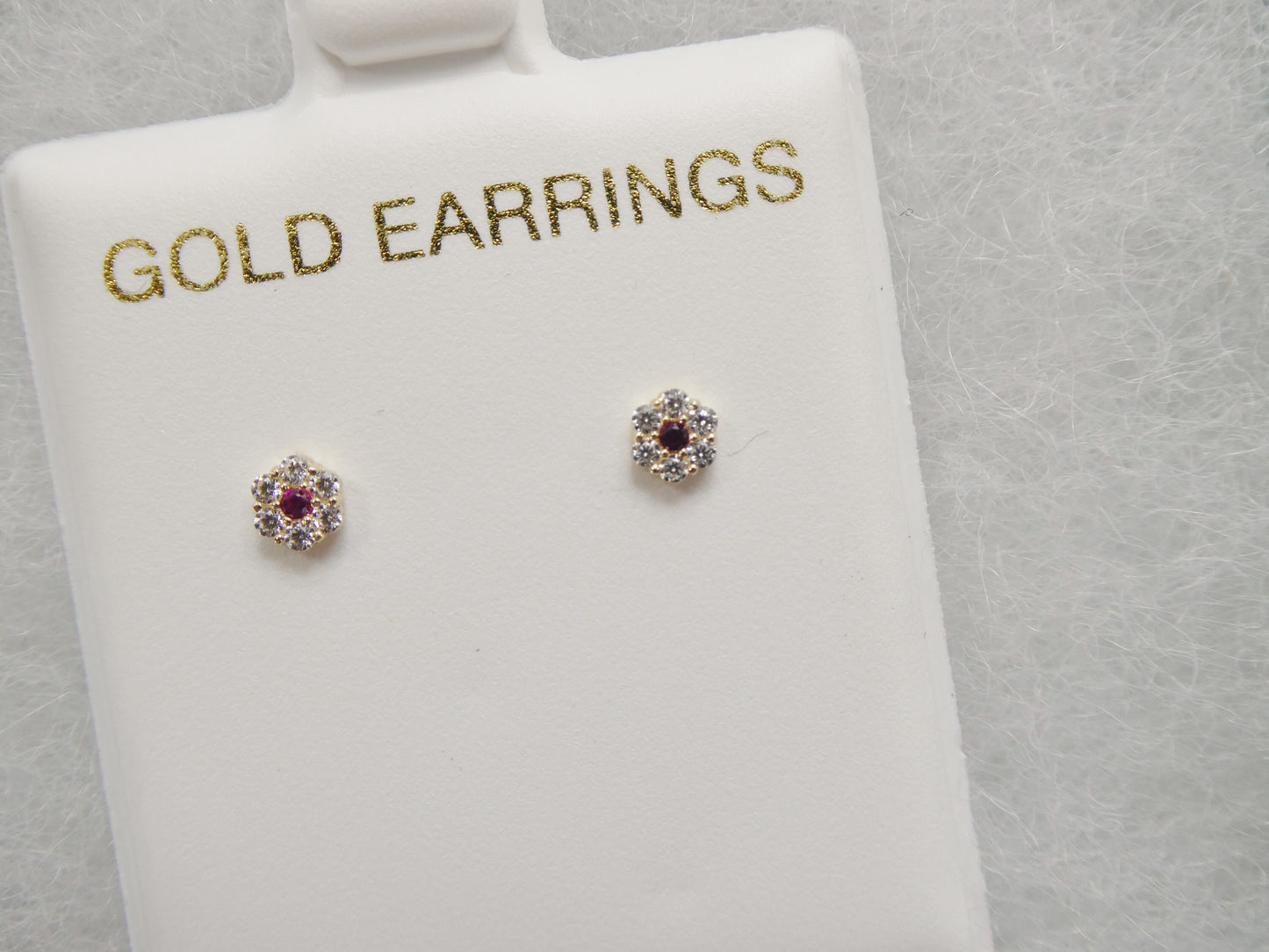 real 10k solid yellow gold tiny small flower push post stud earrings