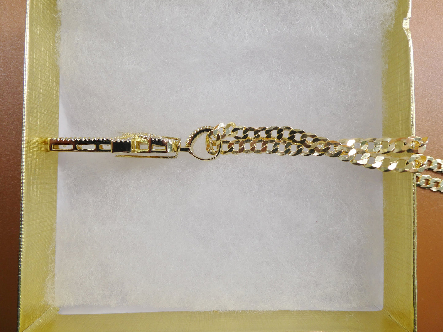 14k yellow gold color tone chain and cross charm pendent over real 925 sterling silver
