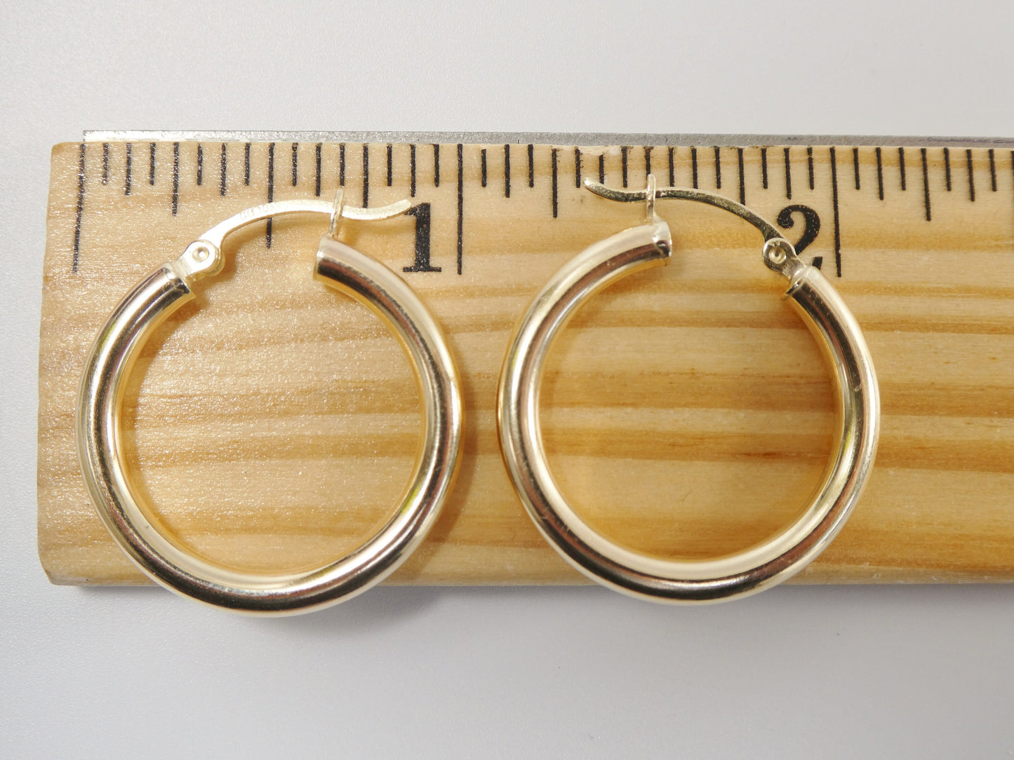 real 10k solid yellow gold plain high polish 25mm hoop huggie earrings