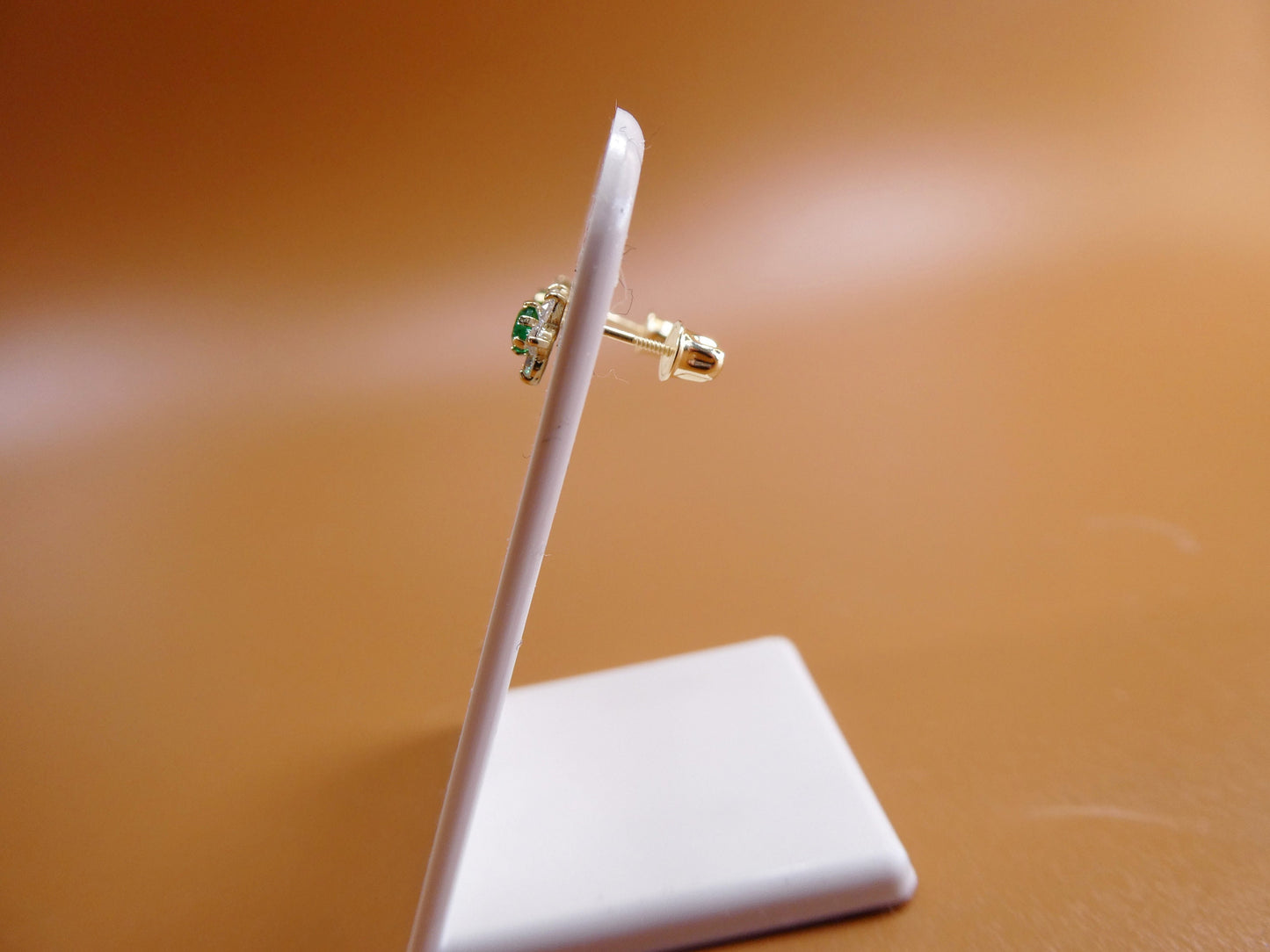 14k real solid yellow gold screw back children birth stone earring round shape