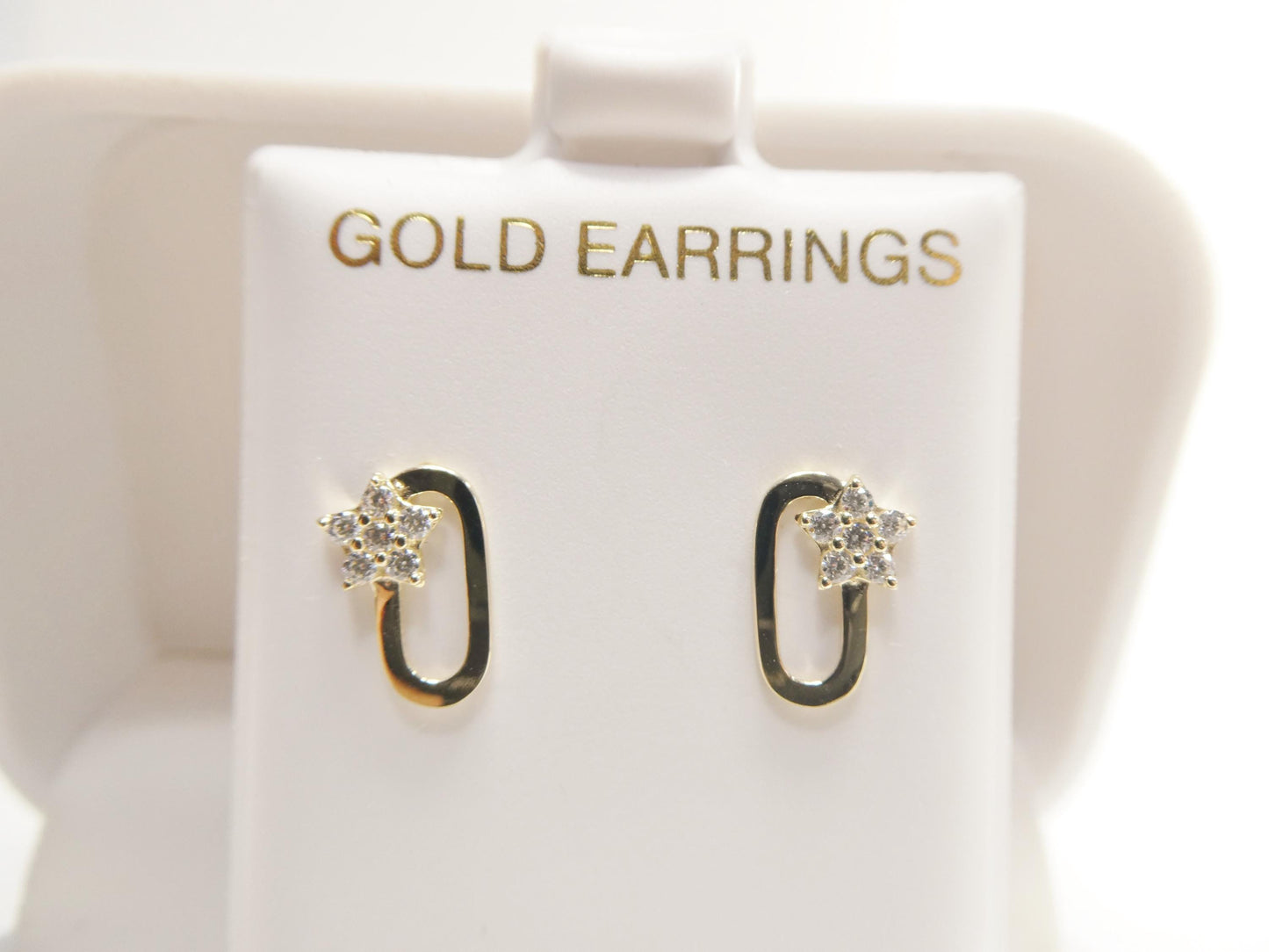 real 10k solid yellow gold design paperclip push post earrings