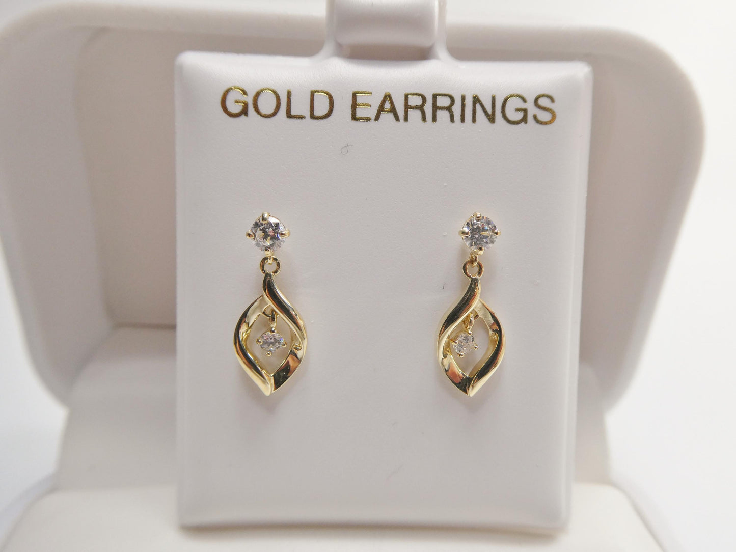 real 10k solid yellow gold oval drop push post earrings