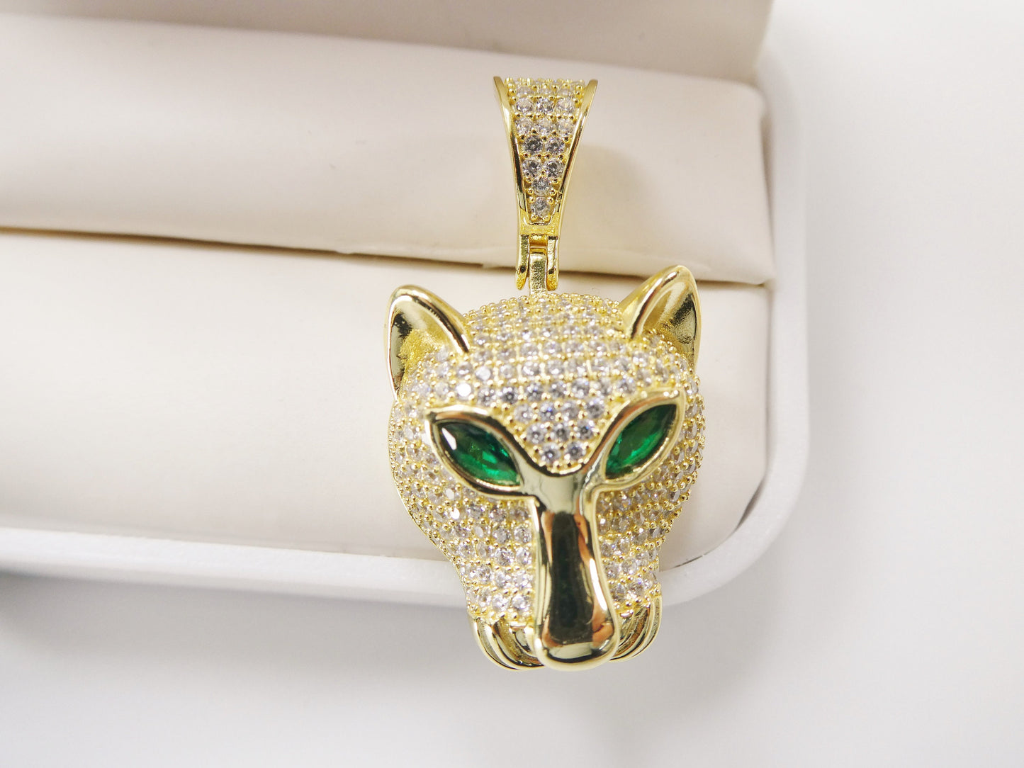 real 925 sterling silver full stone setting leopard designs pendent