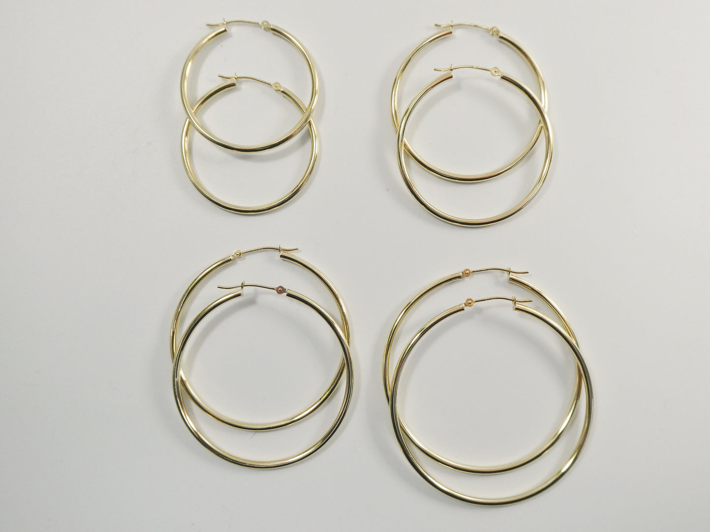 10k real solid yellow gold 2mm high polish hoop earrings