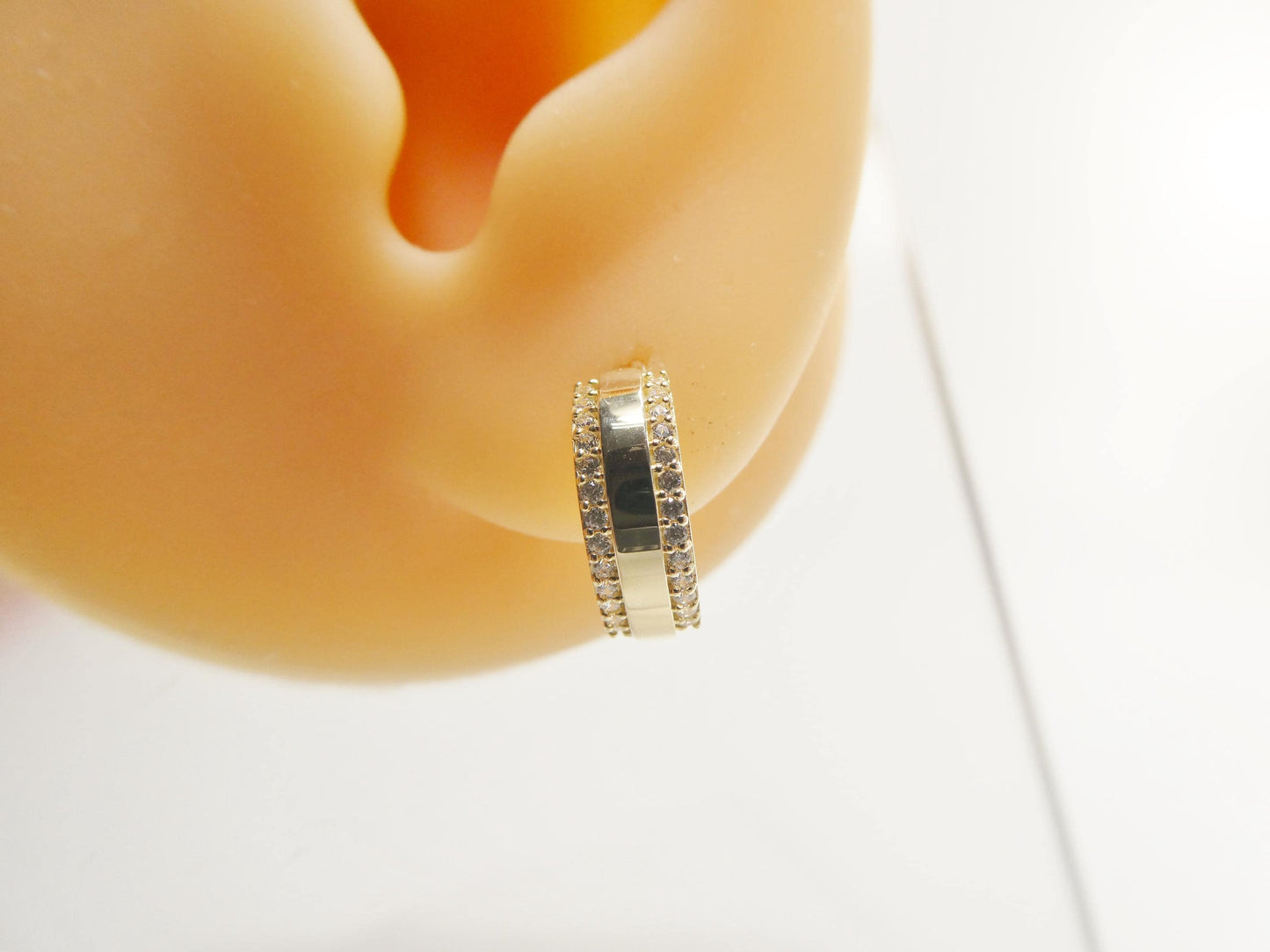 real 10k solid yellow gold designer hoop huggie earrings