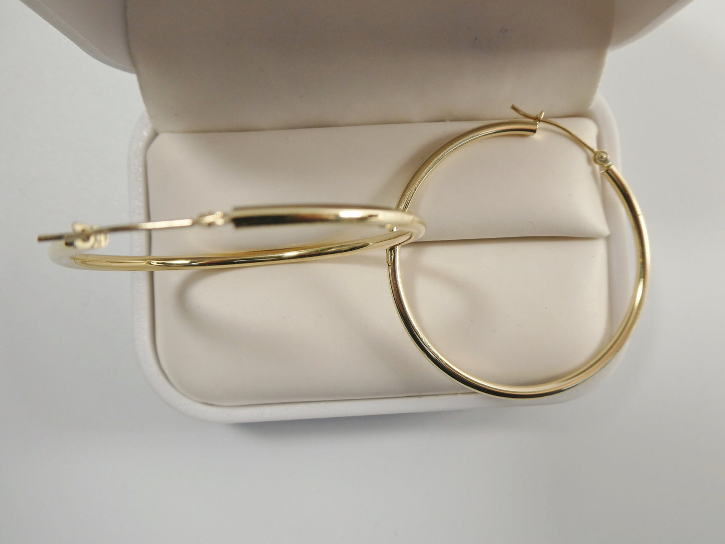 10k real solid yellow gold 2mm high polish hoop earrings