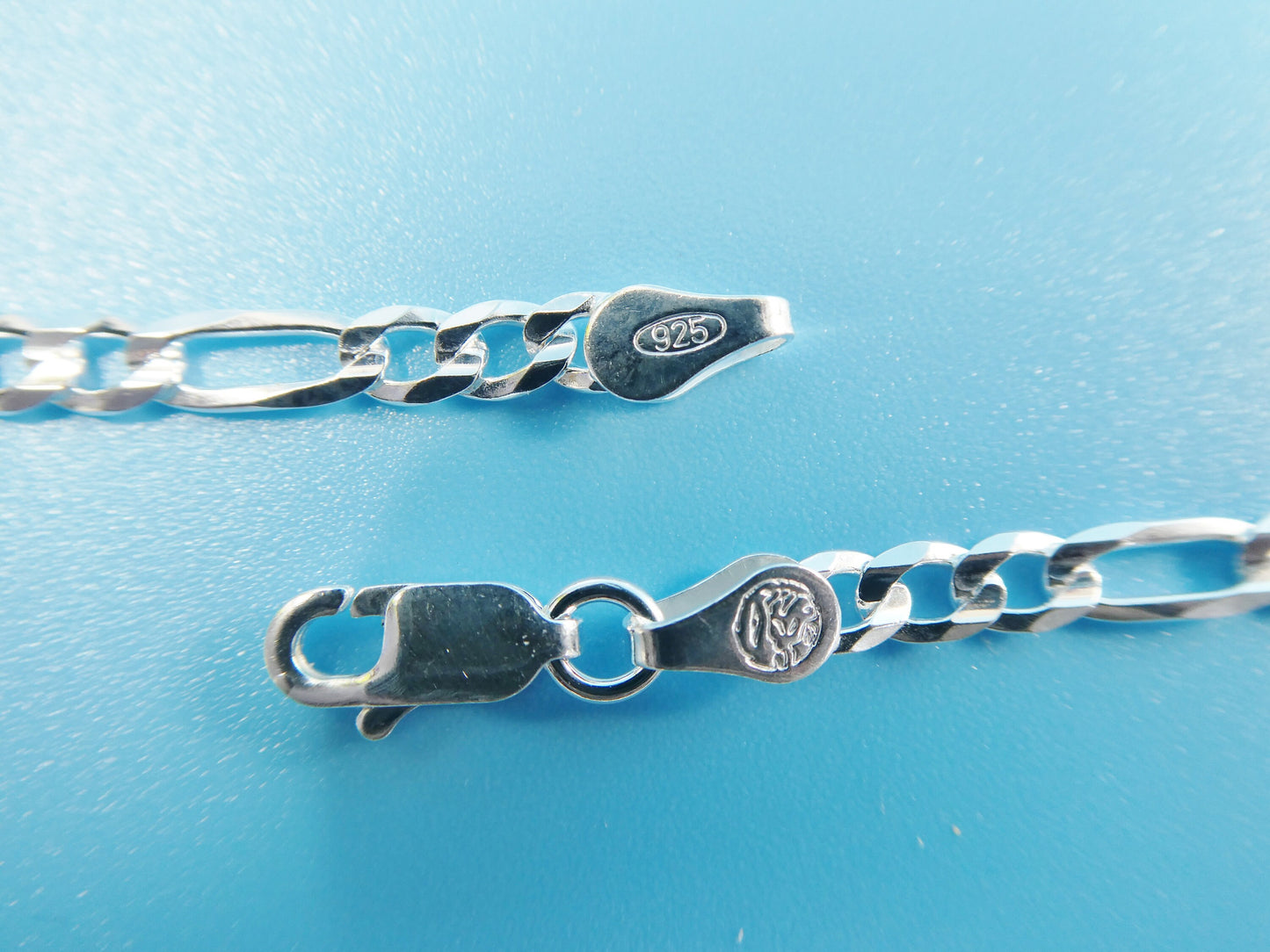 real 925 sterling silver 3.5mm Italian concave figaro solid chain lobster lock clasp