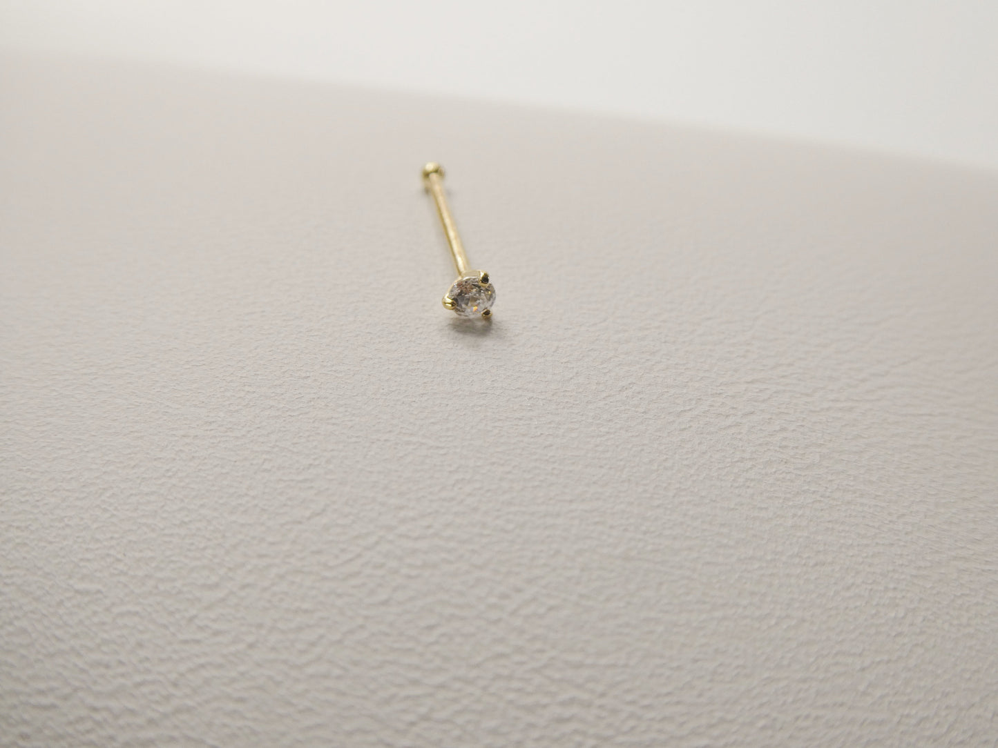 14k real solid yellow gold long post nose ring