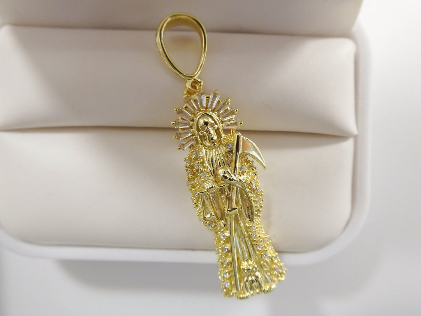 real 925 sterling silver santa muerte pendent charm