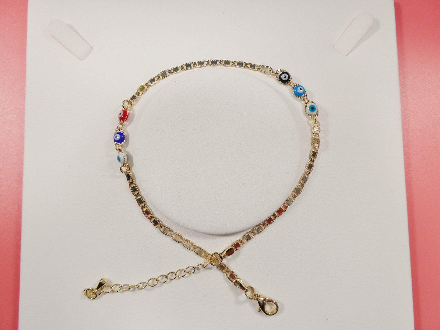 10 inch plus extension evil eye 18k gold filled ladies anklet bracelet mariner style
